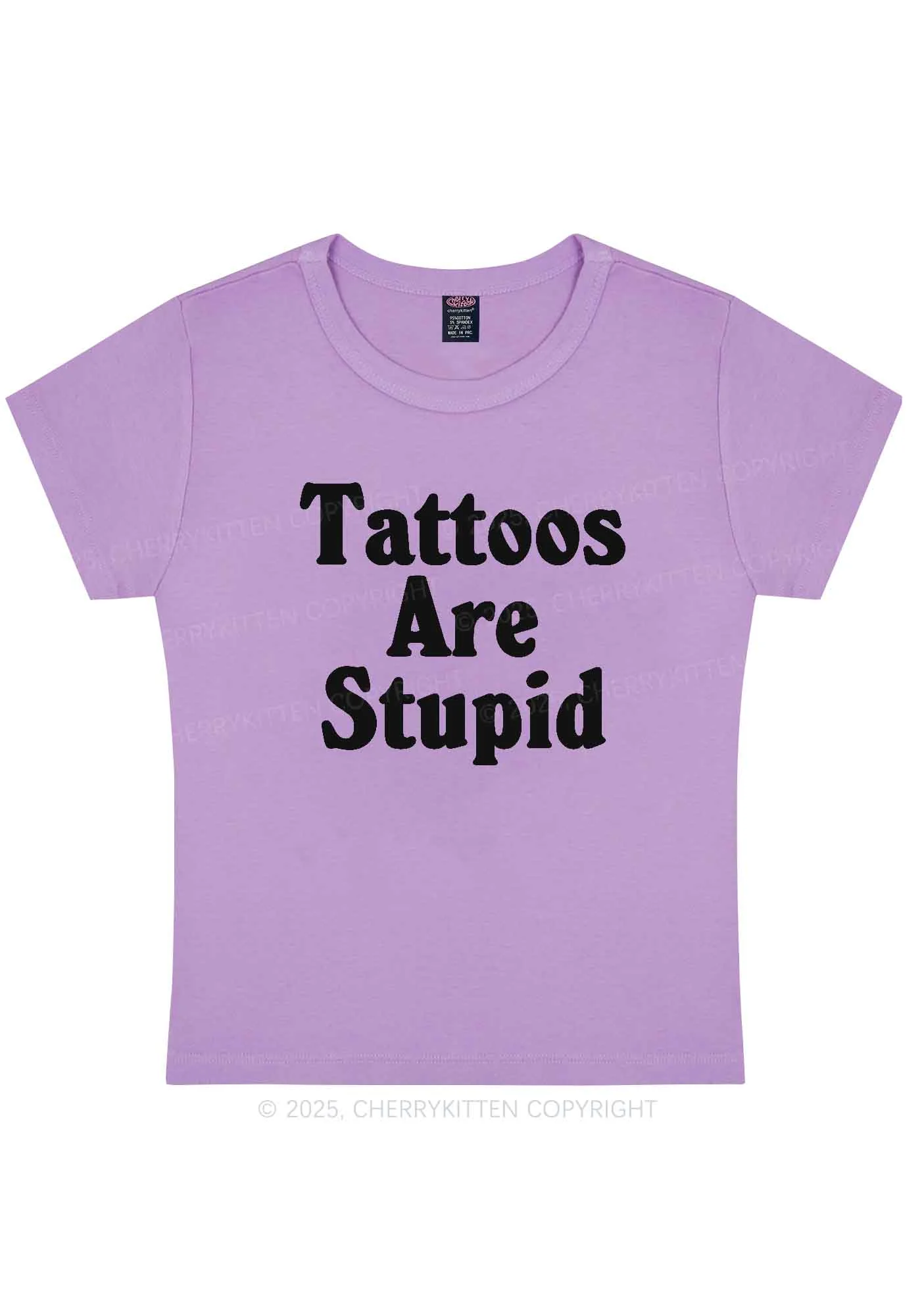 Tattoos Are Stupid Y2K Baby Tee Cherrykitten - Image 8