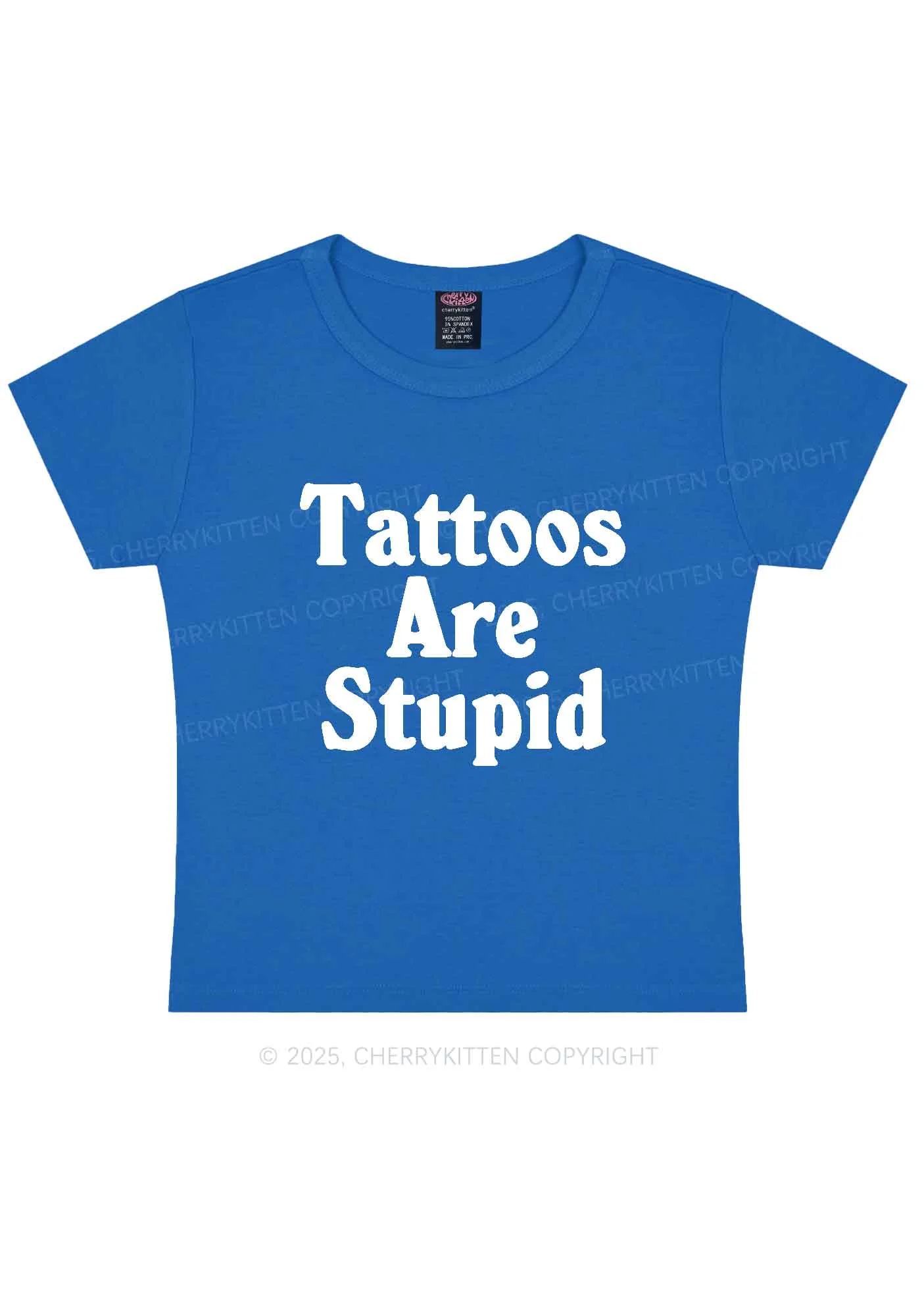 Tattoos Are Stupid Y2K Baby Tee Cherrykitten - Image 9
