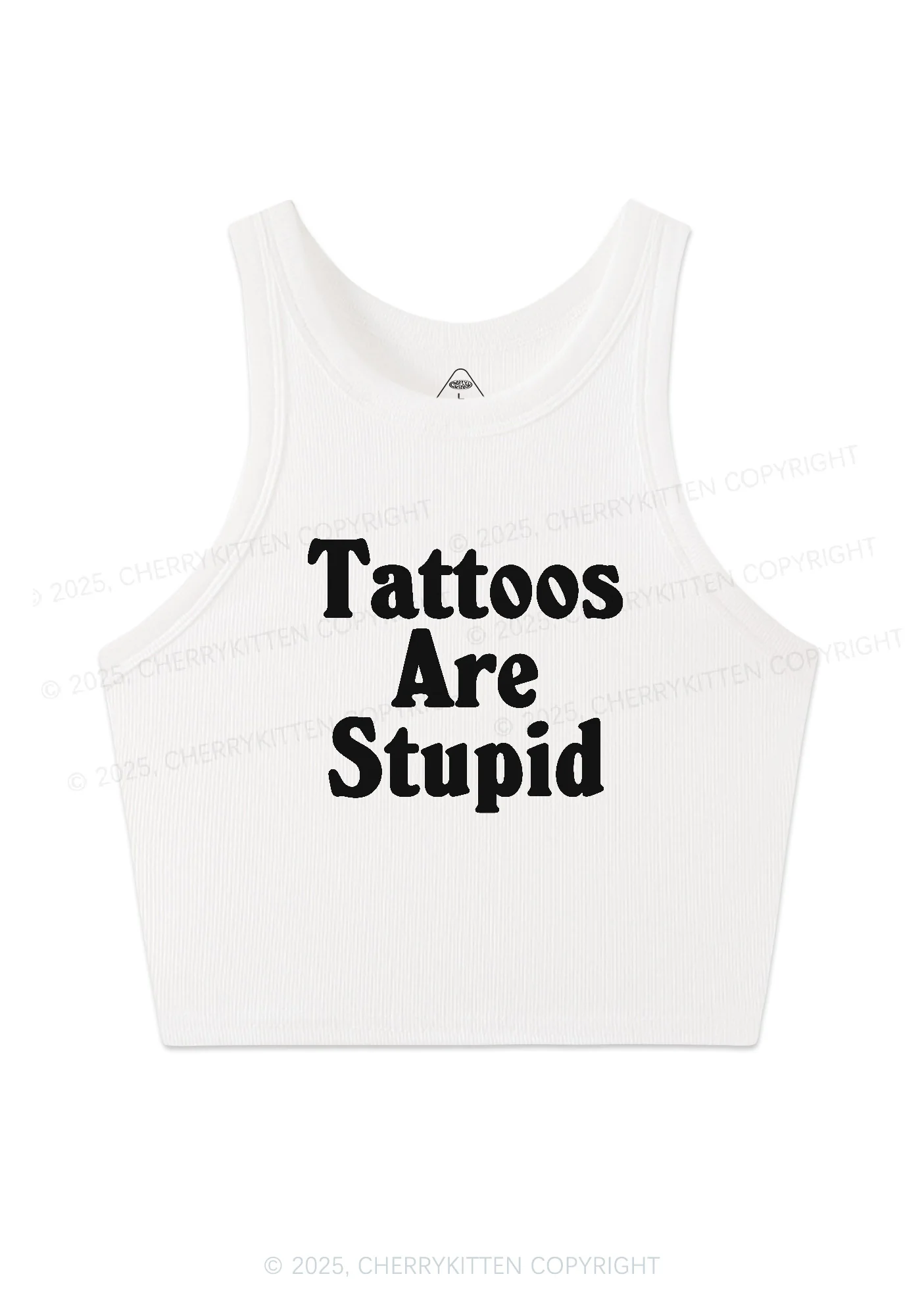 Tattoos Are Stupid Y2K Crop Tank Top Cherrykitten - Image 3