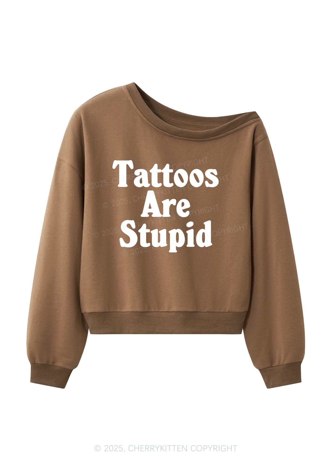 Tattoos Are Stupid Y2K Off Shoulder Sweatshirts Cherrykitten - Image 4