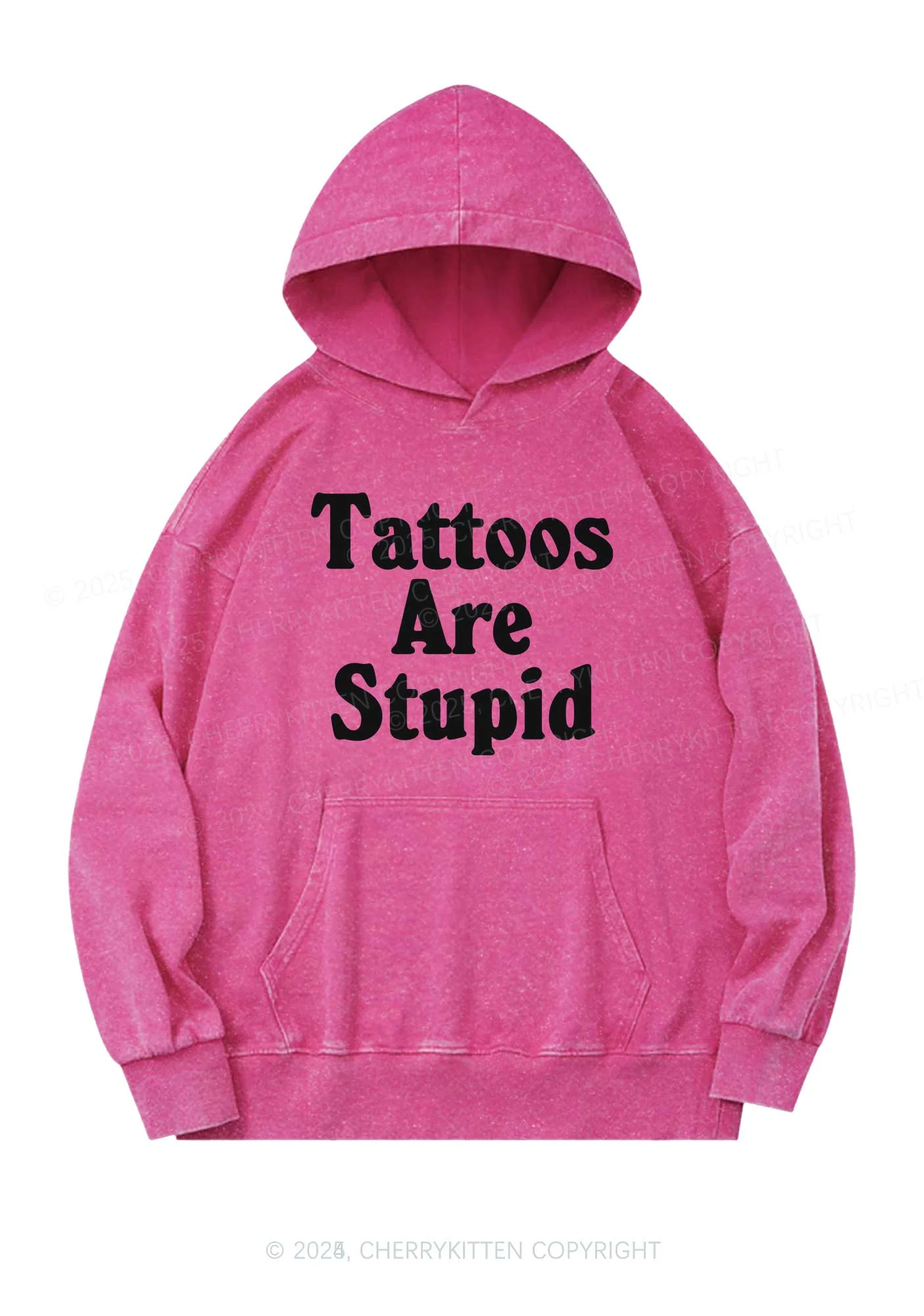 Tattoos Are Stupid Y2K Washed Hoodie Cherrykitten - Image 3