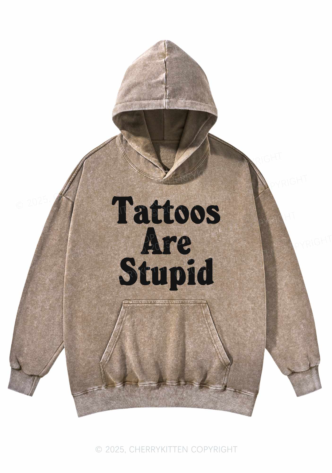 Tattoos Are Stupid Y2K Washed Hoodie Cherrykitten - Image 4