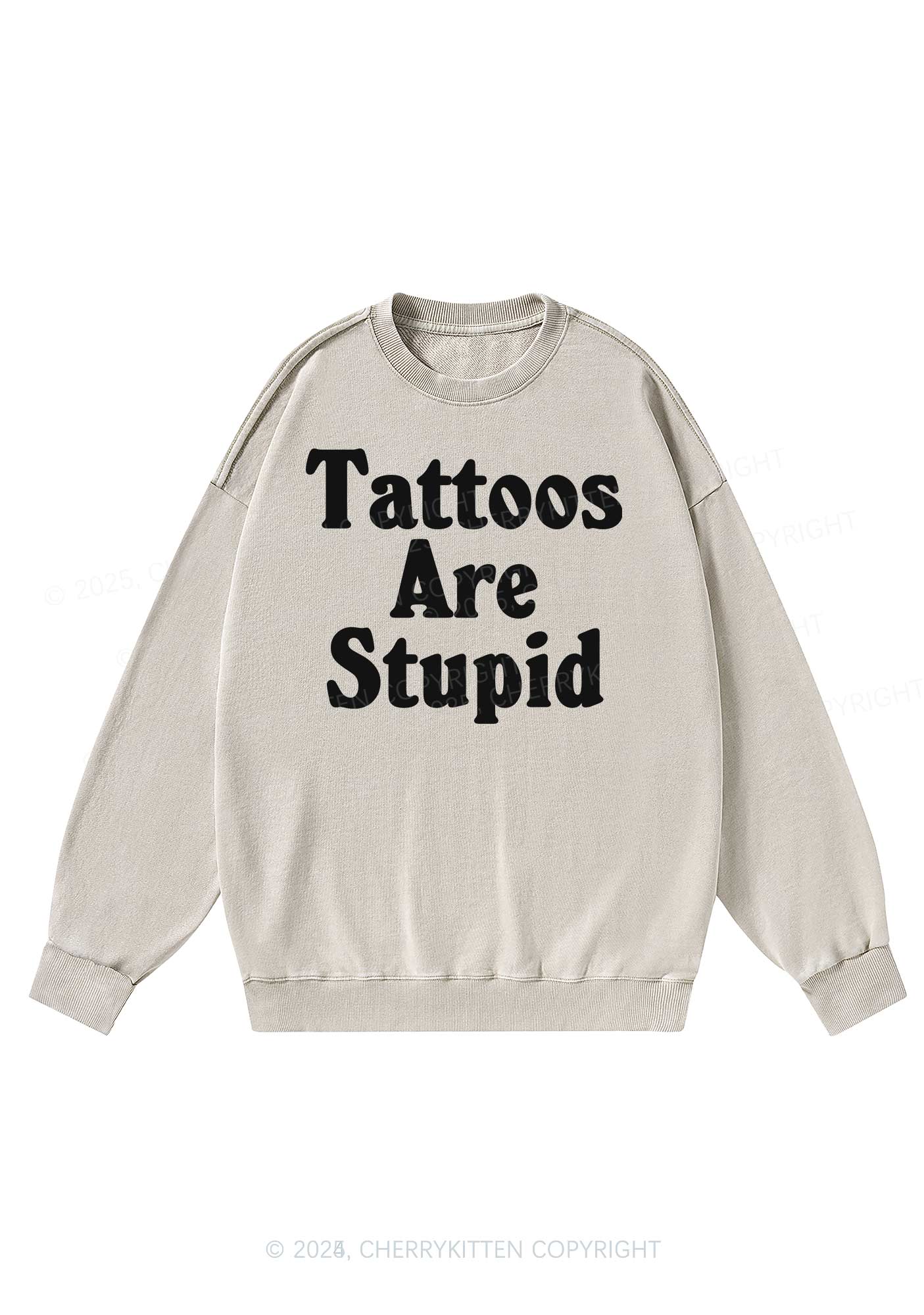 Tattoos Are Stupid Y2K Washed Sweatshirts Cherrykitten - Image 3