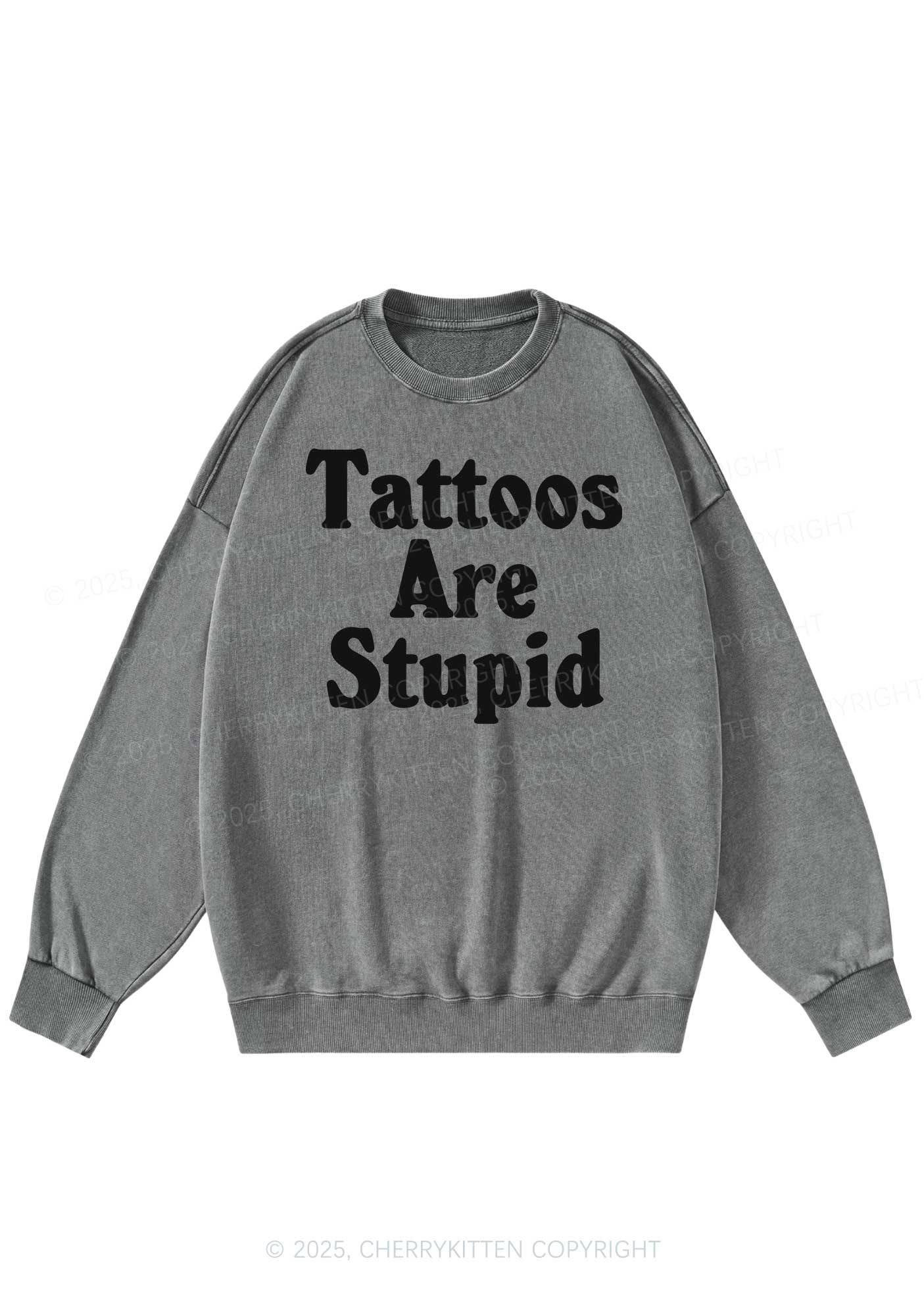 Tattoos Are Stupid Y2K Washed Sweatshirts Cherrykitten - Image 5