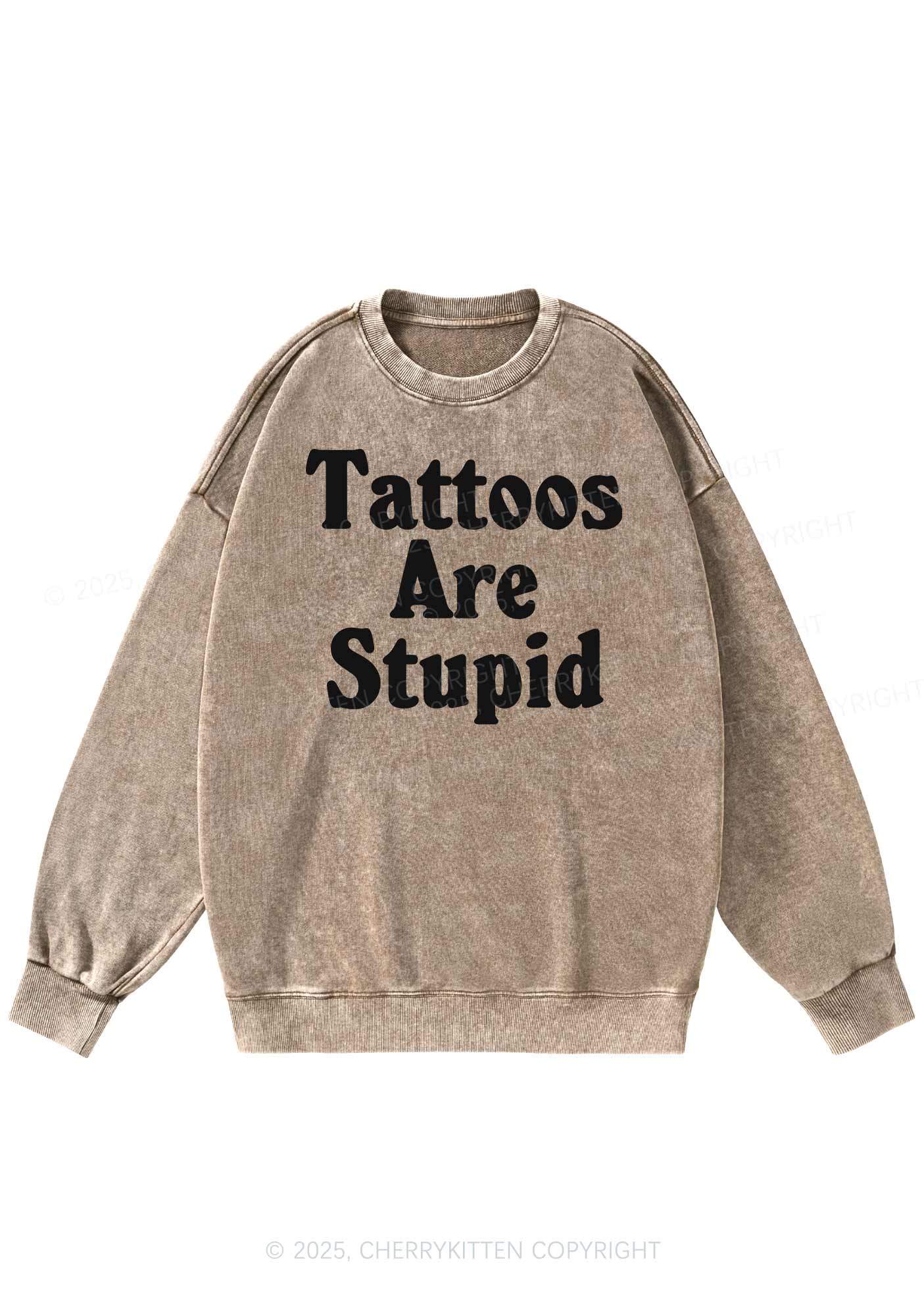 Tattoos Are Stupid Y2K Washed Sweatshirts Cherrykitten - Image 6