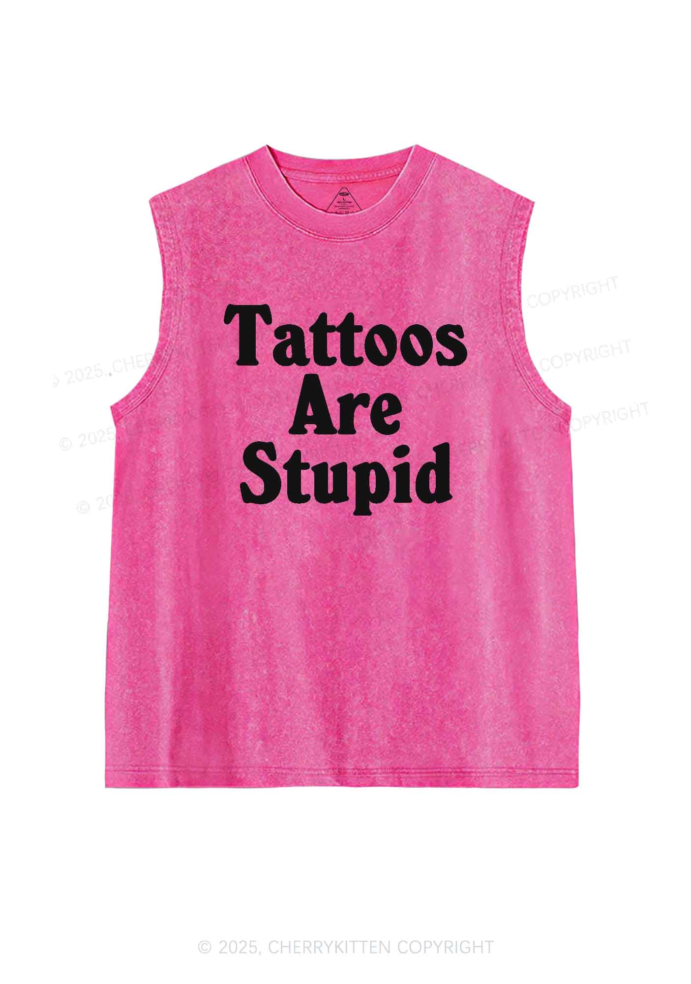 Tattoos Are Stupid Y2K Washed Tank Cherrykitten - Image 3