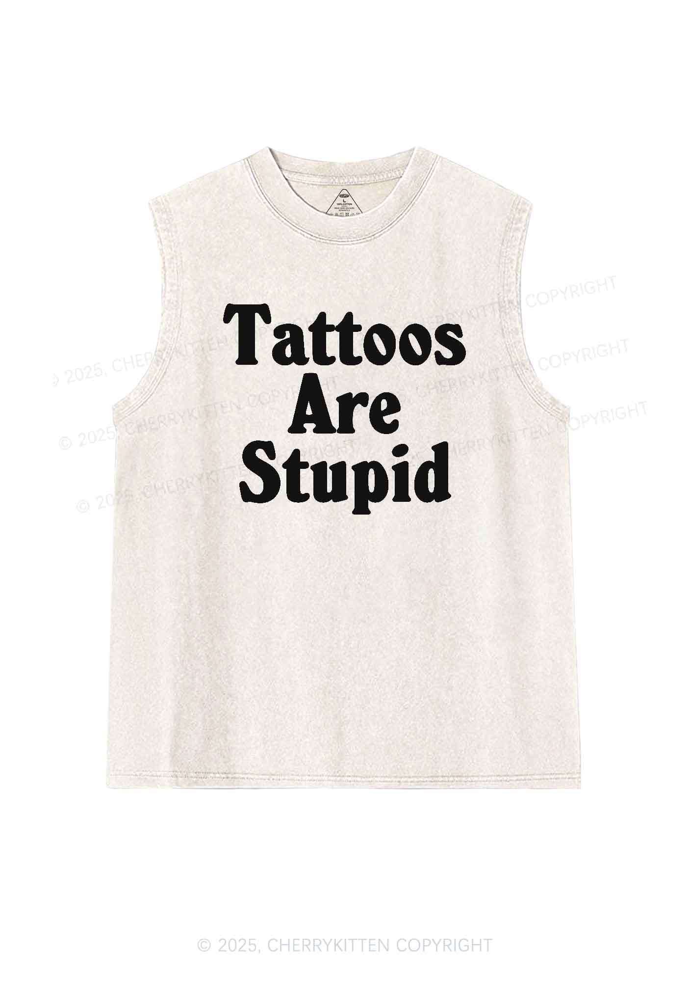 Tattoos Are Stupid Y2K Washed Tank Cherrykitten - Image 4