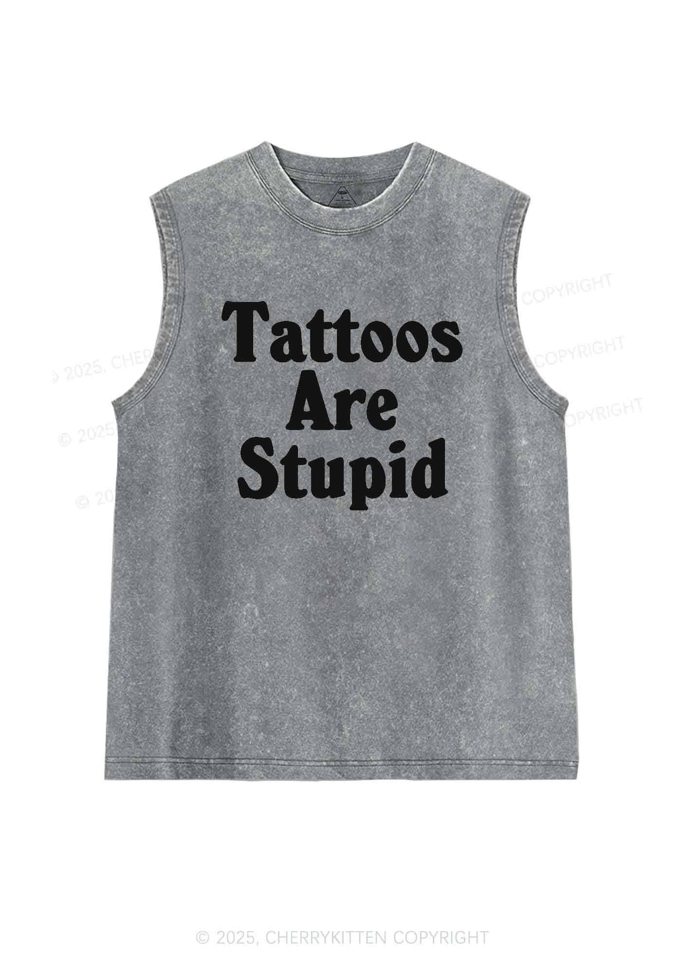 Tattoos Are Stupid Y2K Washed Tank Cherrykitten - Image 5