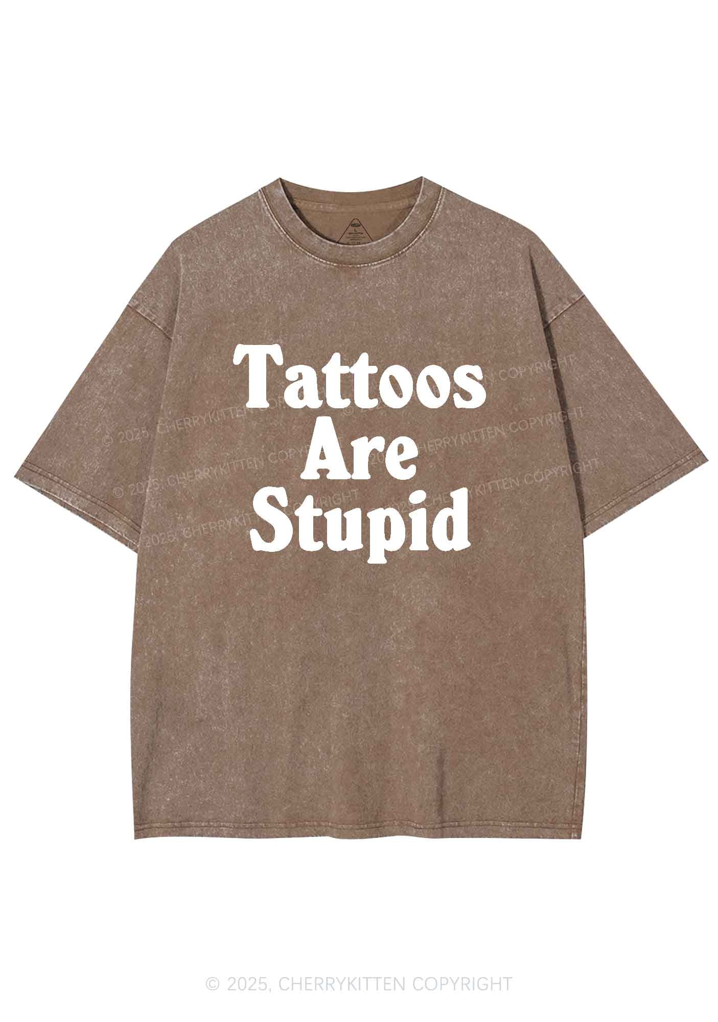 Tattoos Are Stupid Y2K Washed Tee Cherrykitten - Image 6