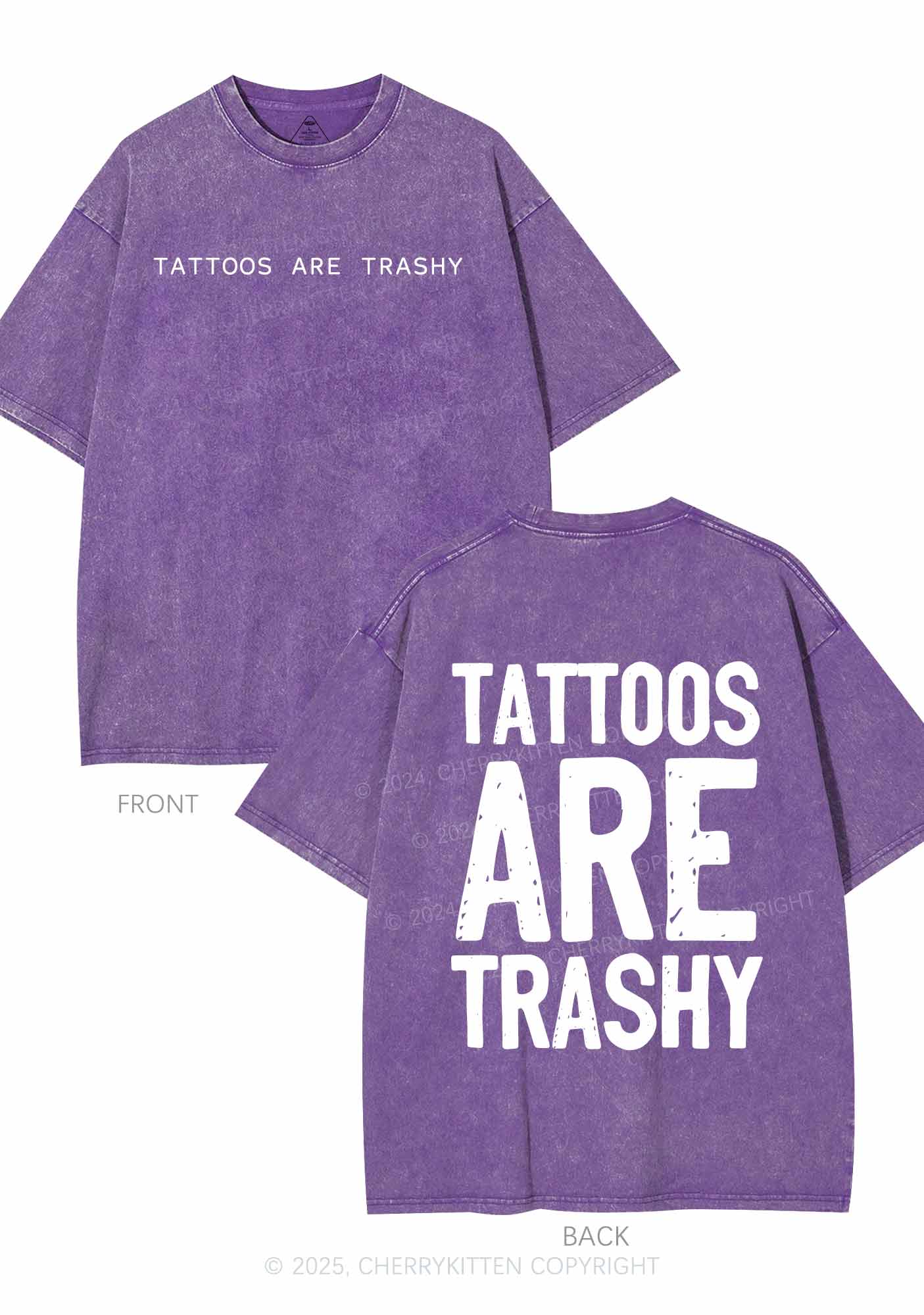 Tattoos Are Trashy Two Sides Y2K Shirts Washed Tee Cherrykitten - Image 6
