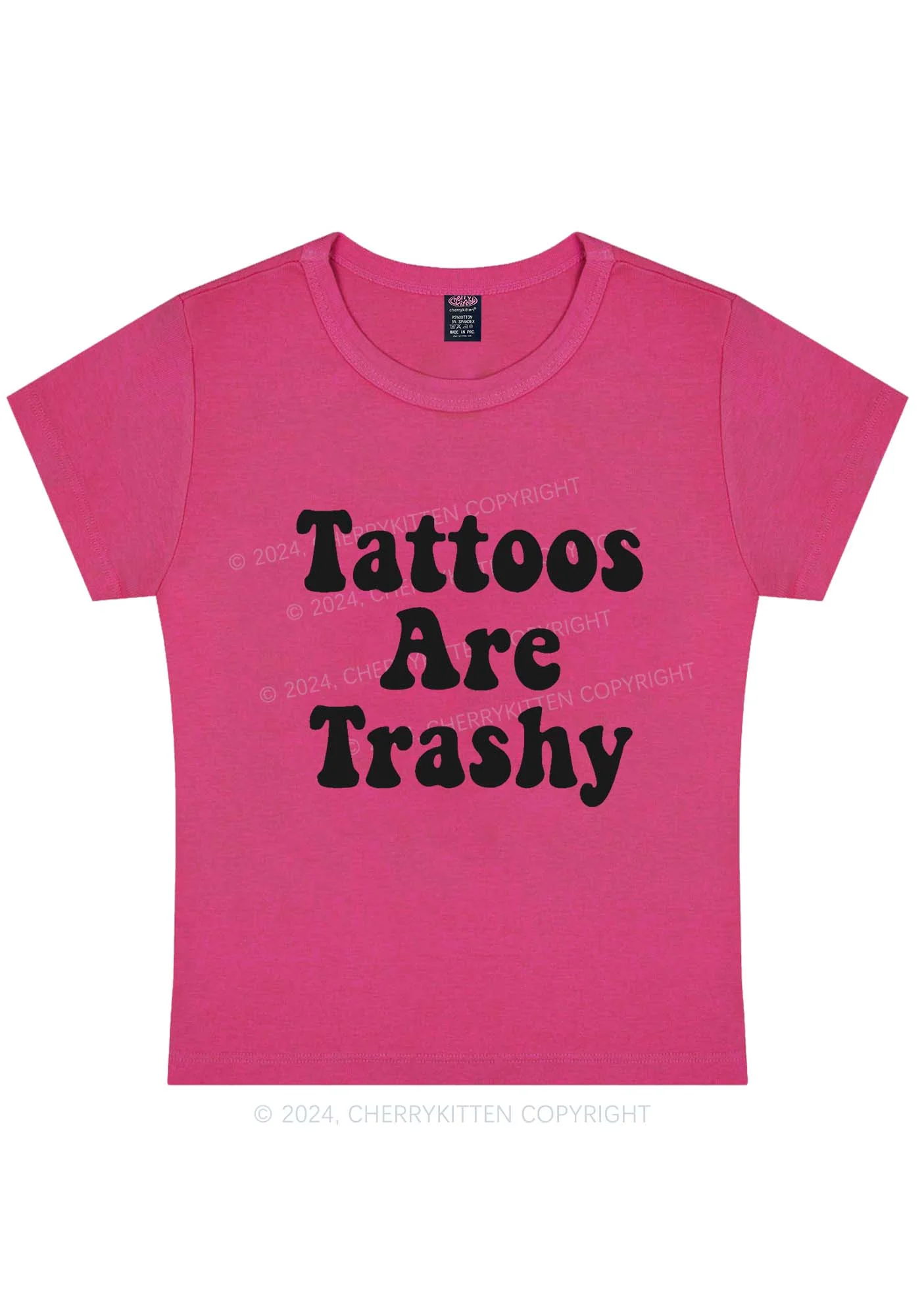 Tattoos Are Trashy Y2K Baby Tee Cherrykitten - Image 10