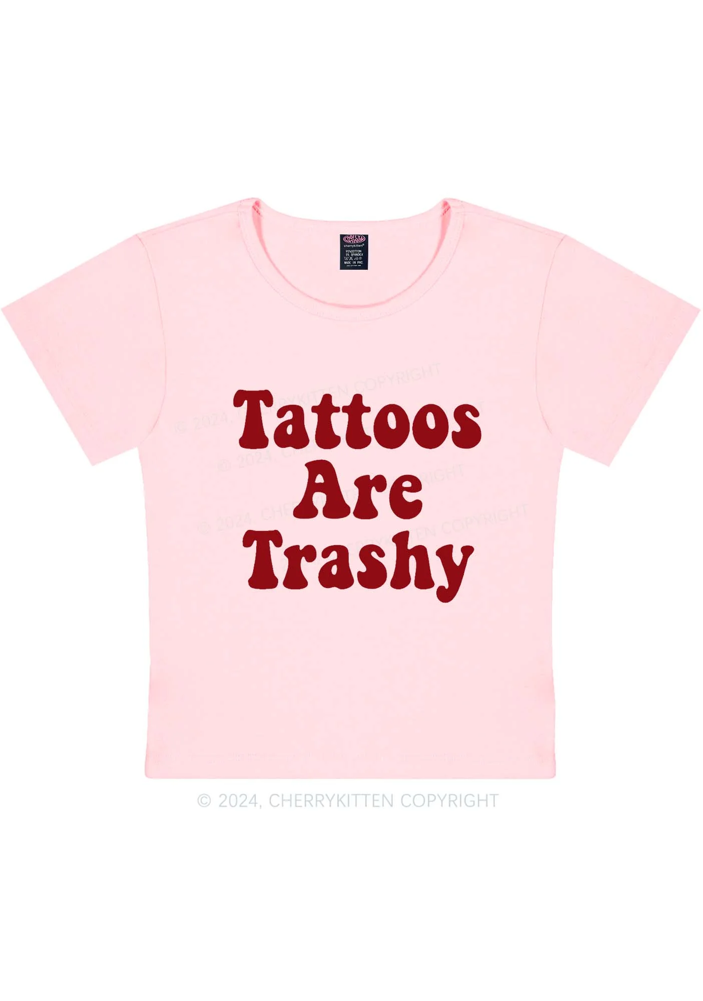 Tattoos Are Trashy Y2K Baby Tee Cherrykitten - Image 11