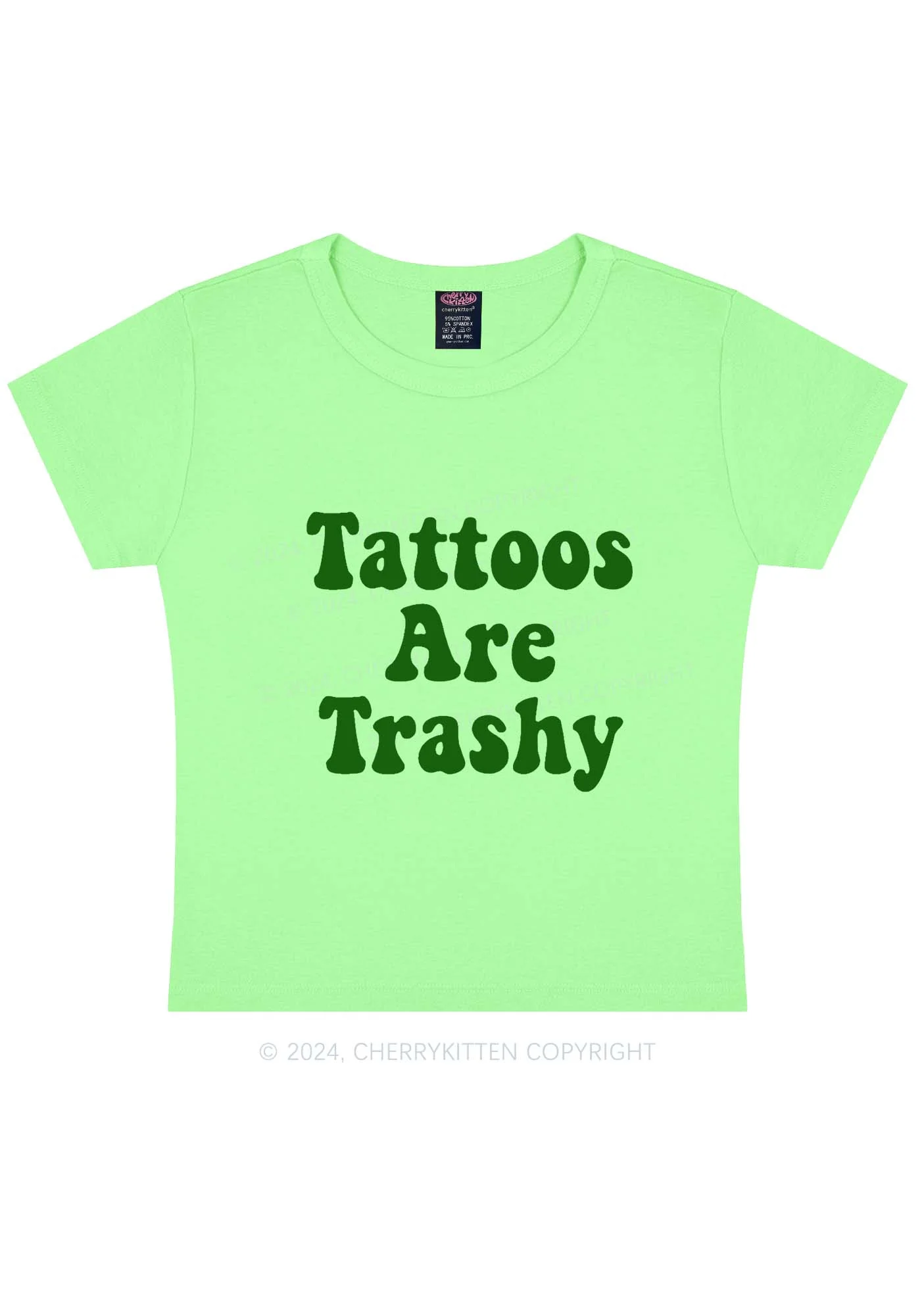 Tattoos Are Trashy Y2K Baby Tee Cherrykitten - Image 12