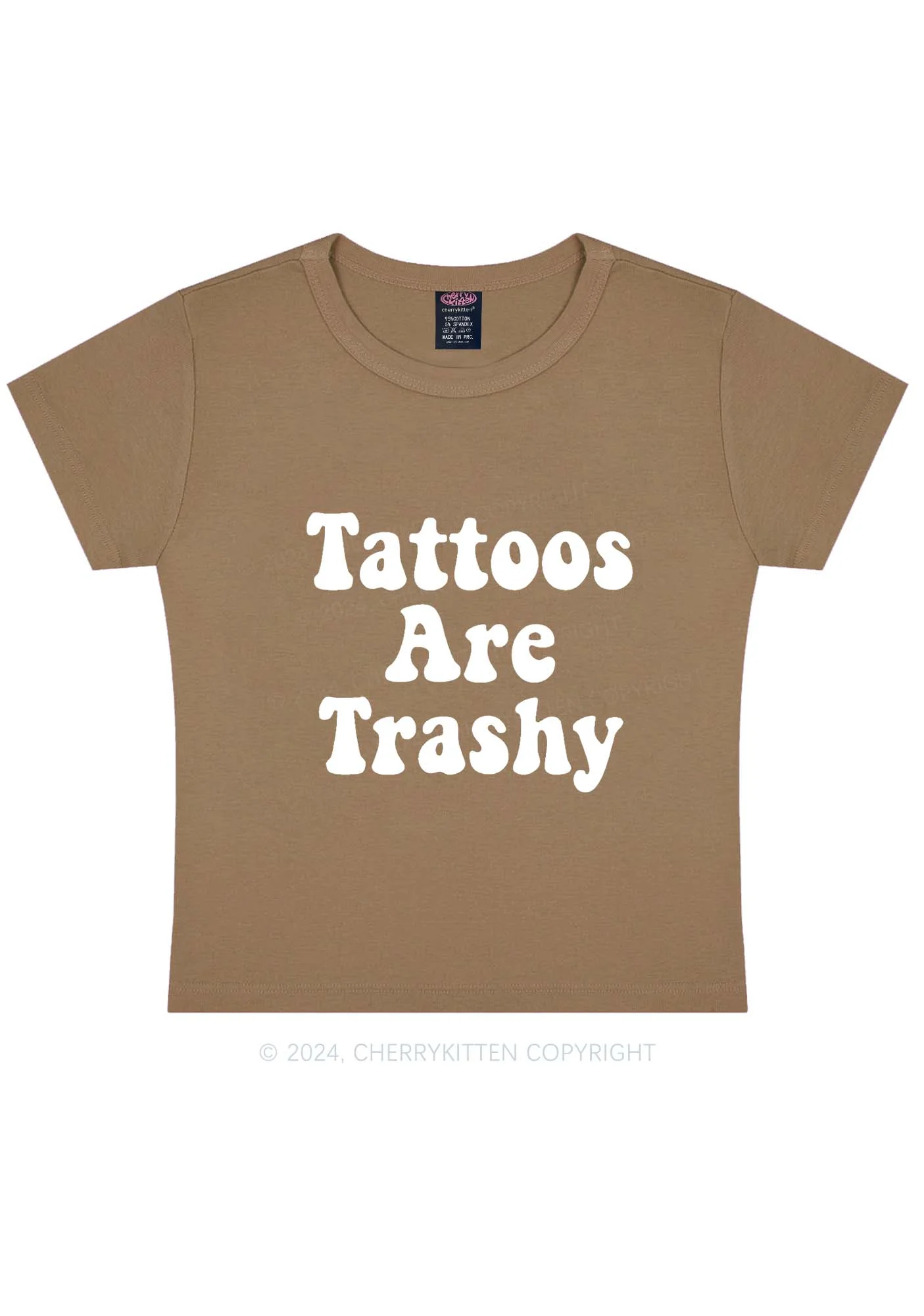 Tattoos Are Trashy Y2K Baby Tee Cherrykitten - Image 13