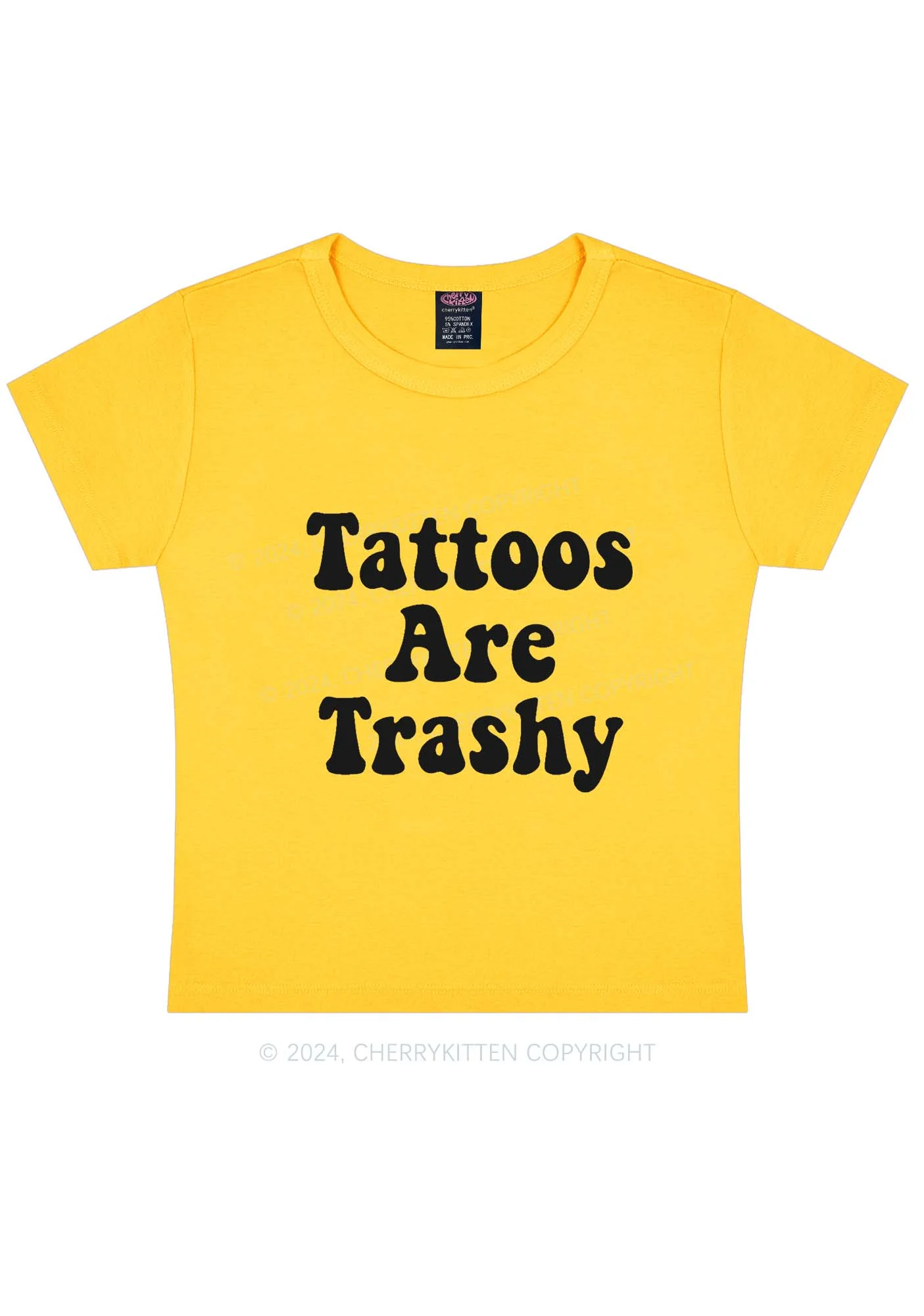 Tattoos Are Trashy Y2K Baby Tee Cherrykitten - Image 5