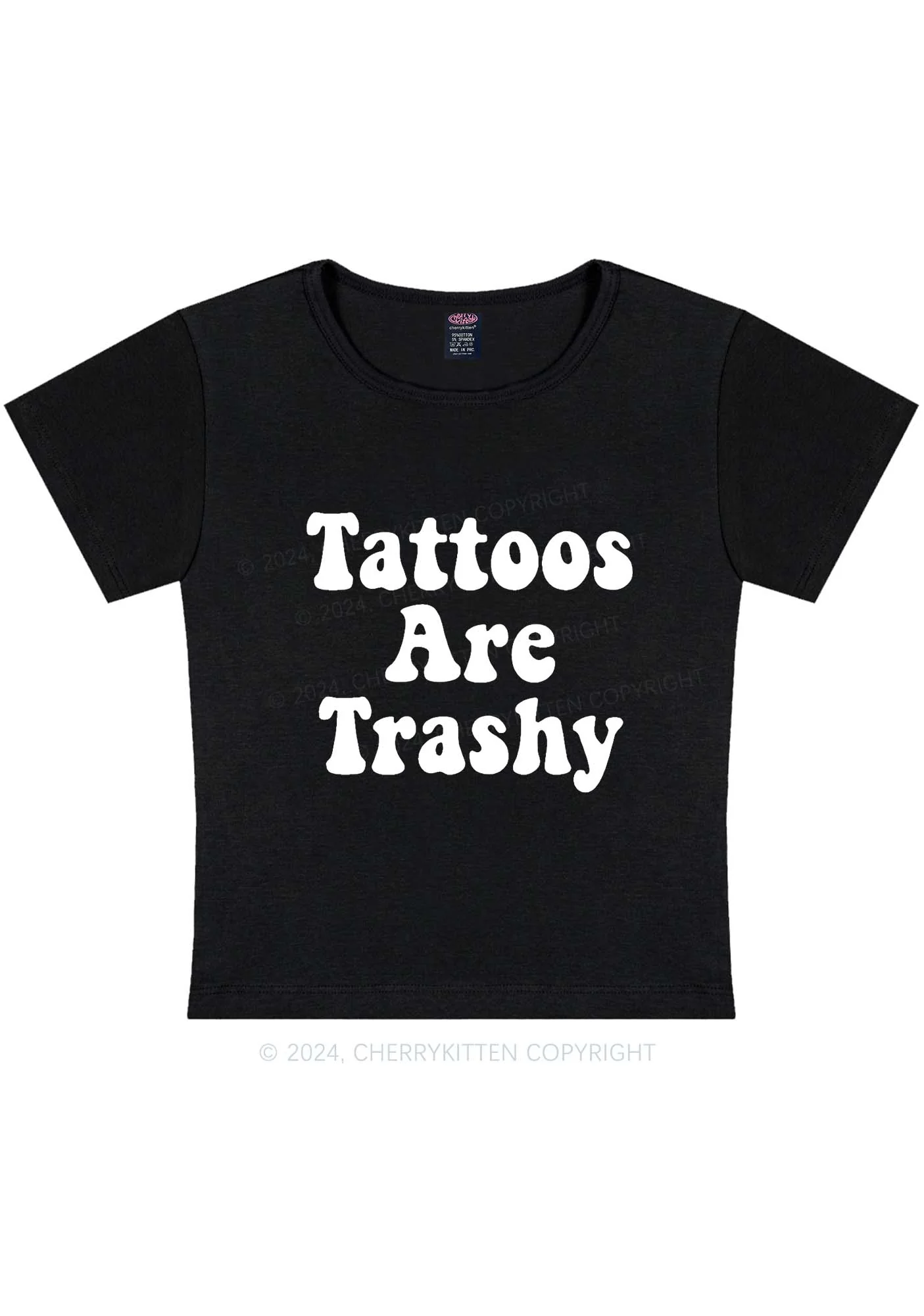 Tattoos Are Trashy Y2K Baby Tee Cherrykitten - Image 7