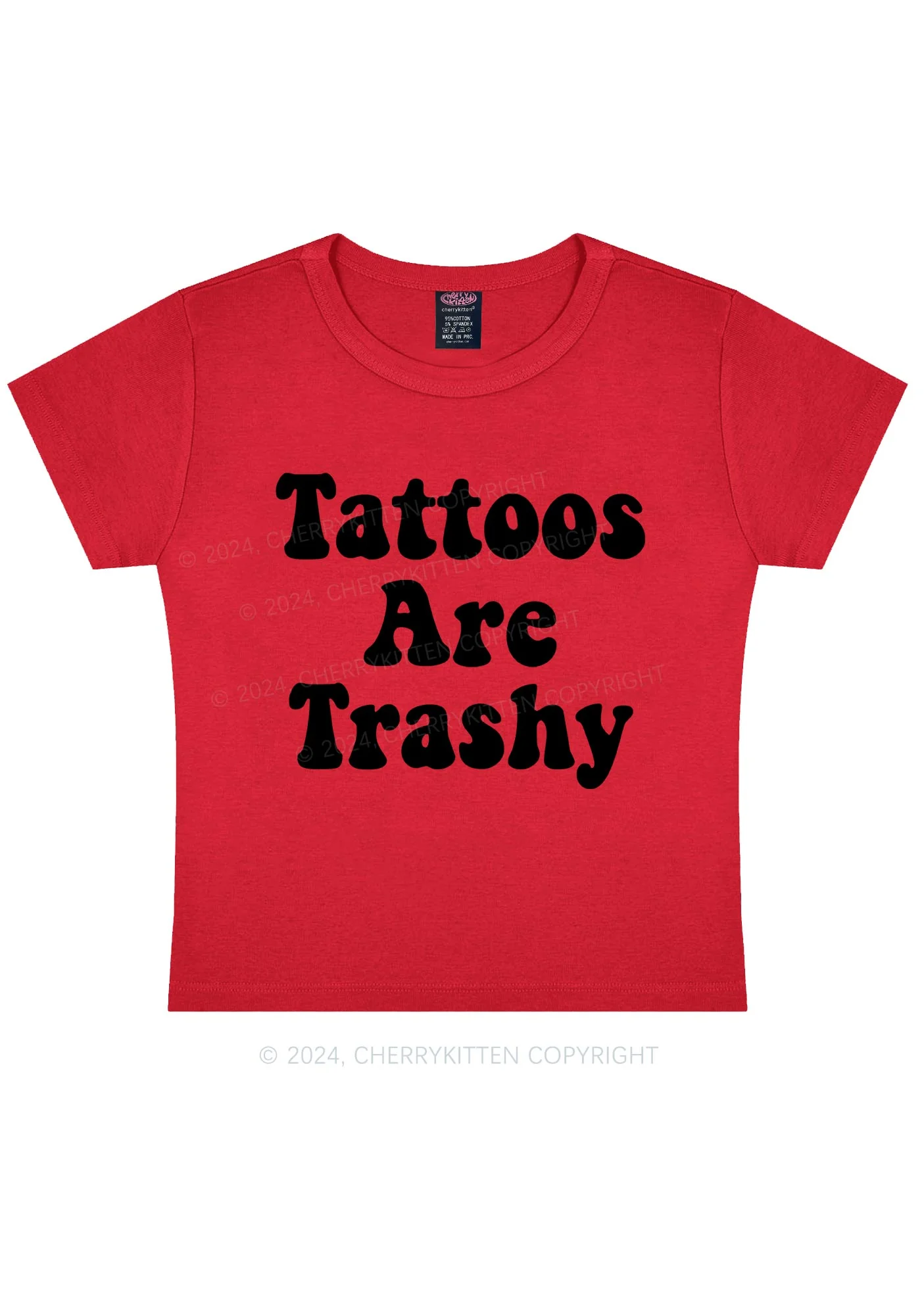 Tattoos Are Trashy Y2K Baby Tee Cherrykitten - Image 8
