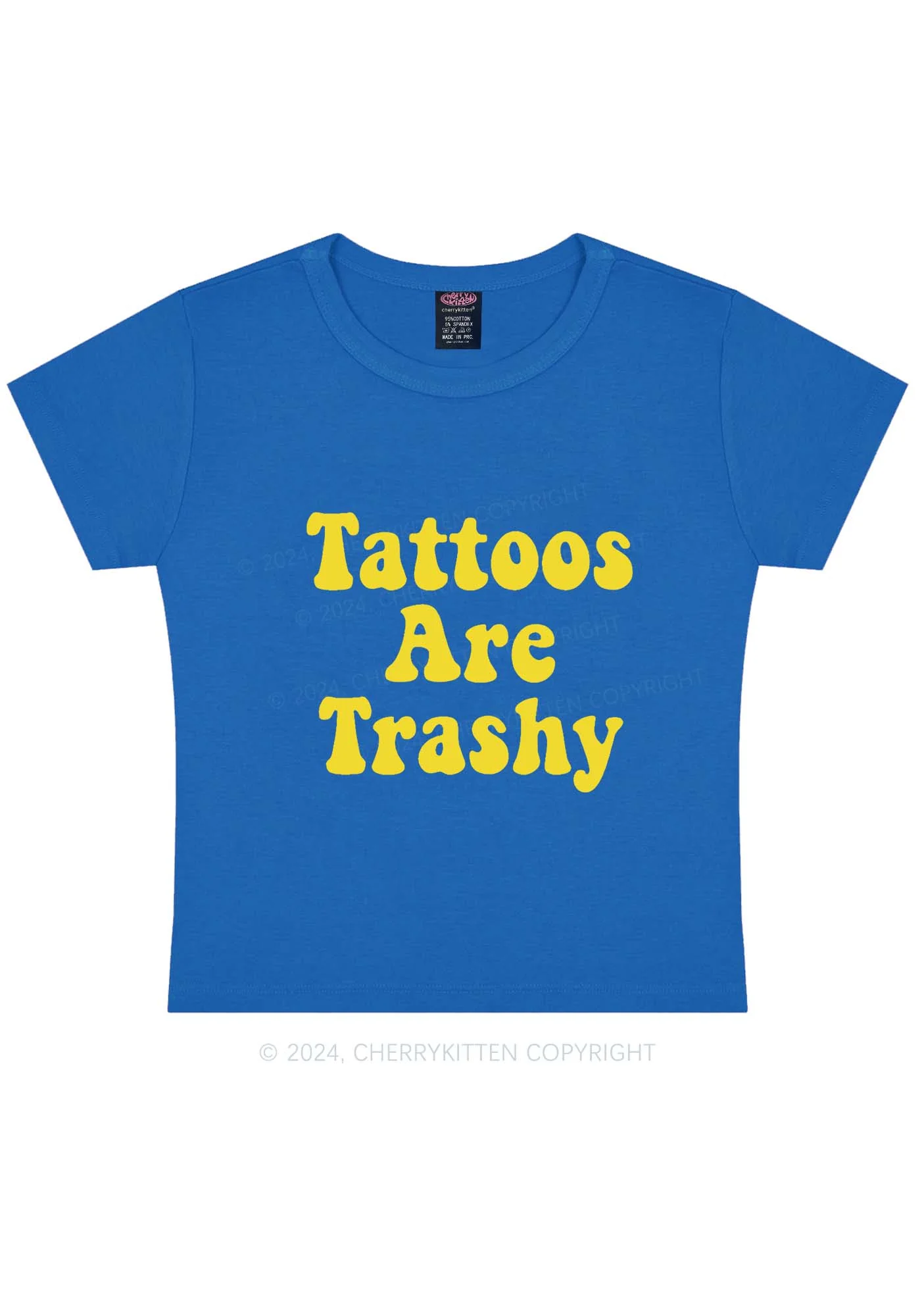 Tattoos Are Trashy Y2K Baby Tee Cherrykitten - Image 9