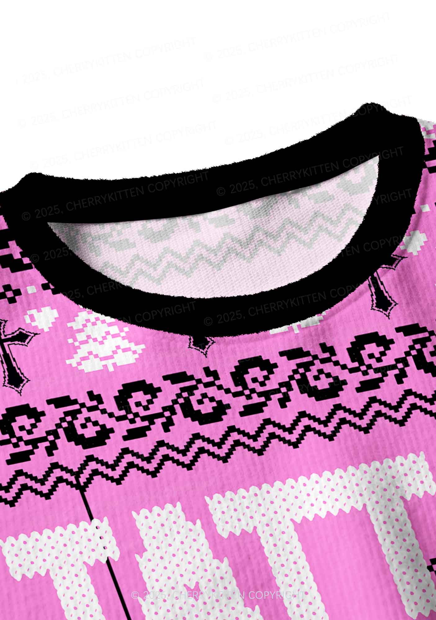 Tattoos Are Trashy Y2K Christmas Crop Knit Sweatshirt Cherrykitten - Image 4