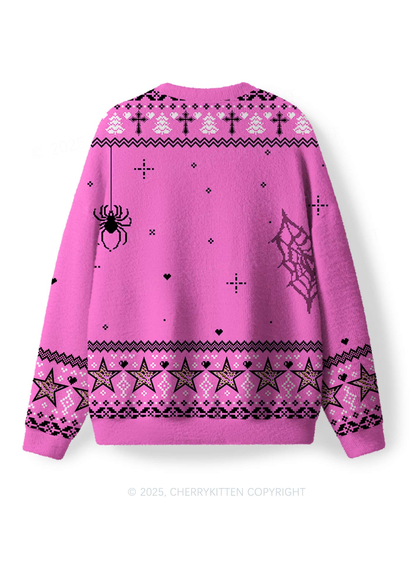 Tattoos Are Trashy Y2K Christmas Knit Sweatshirt Cherrykitten - Image 3