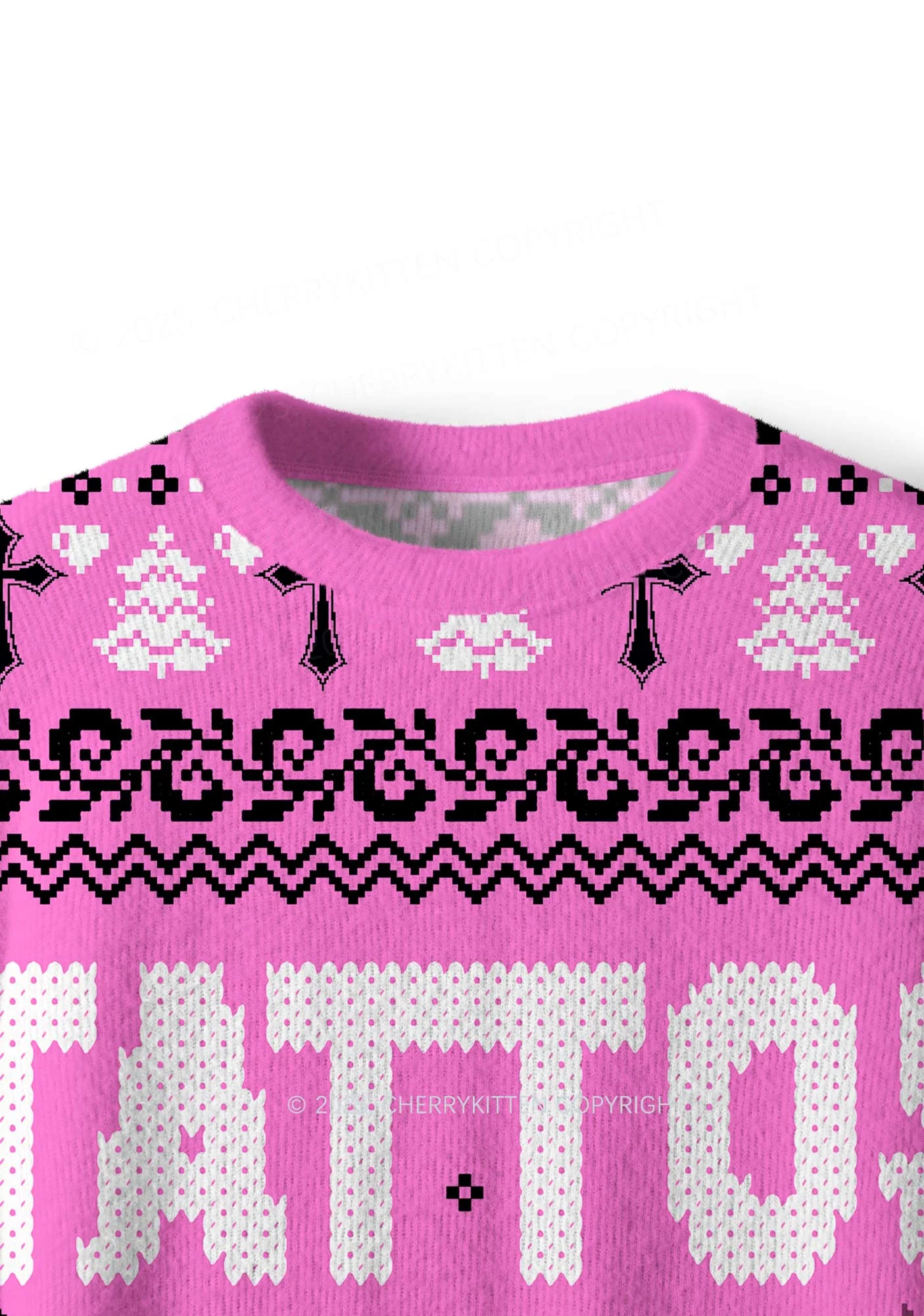 Tattoos Are Trashy Y2K Christmas Knit Sweatshirt Cherrykitten - Image 5