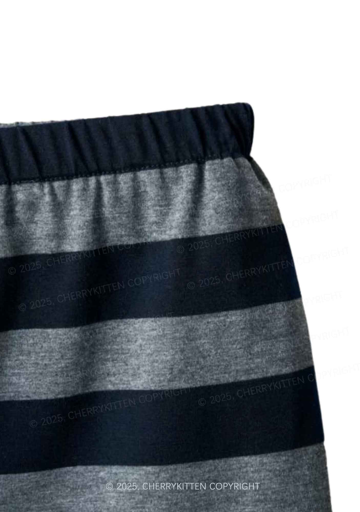 Spank Itself Y2K Navy Grey Striped Mini Skirt Cherrykitten - Image 2