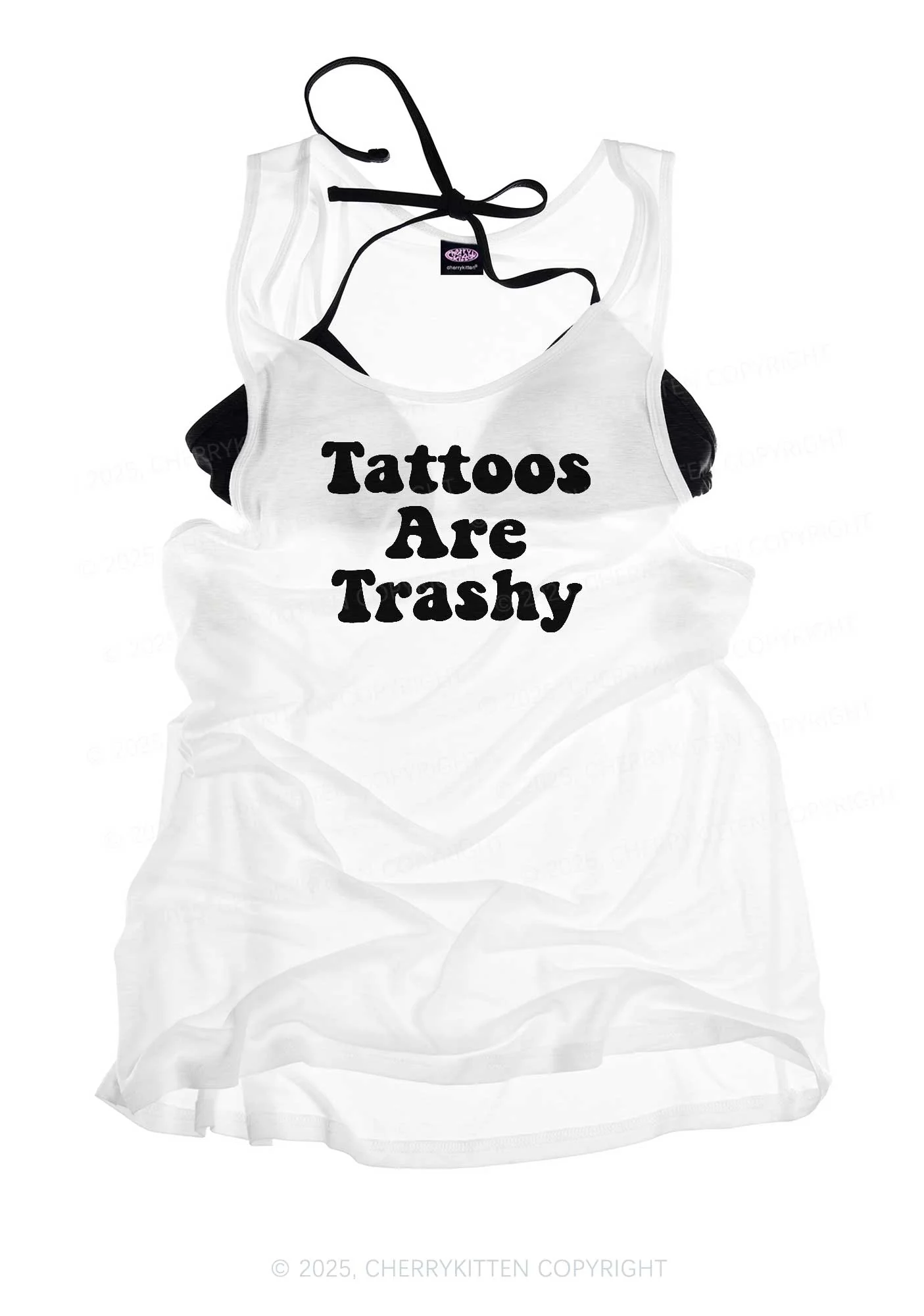 Tattoos Are Trashy Y2K Sheer Boyfriend Tank Cherrykitten - Image 3