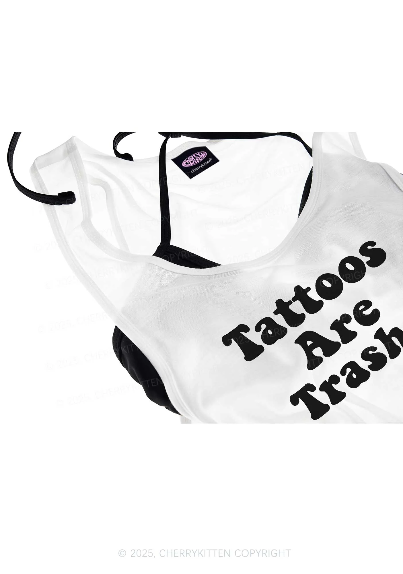 Tattoos Are Trashy Y2K Sheer Boyfriend Tank Cherrykitten - Image 4