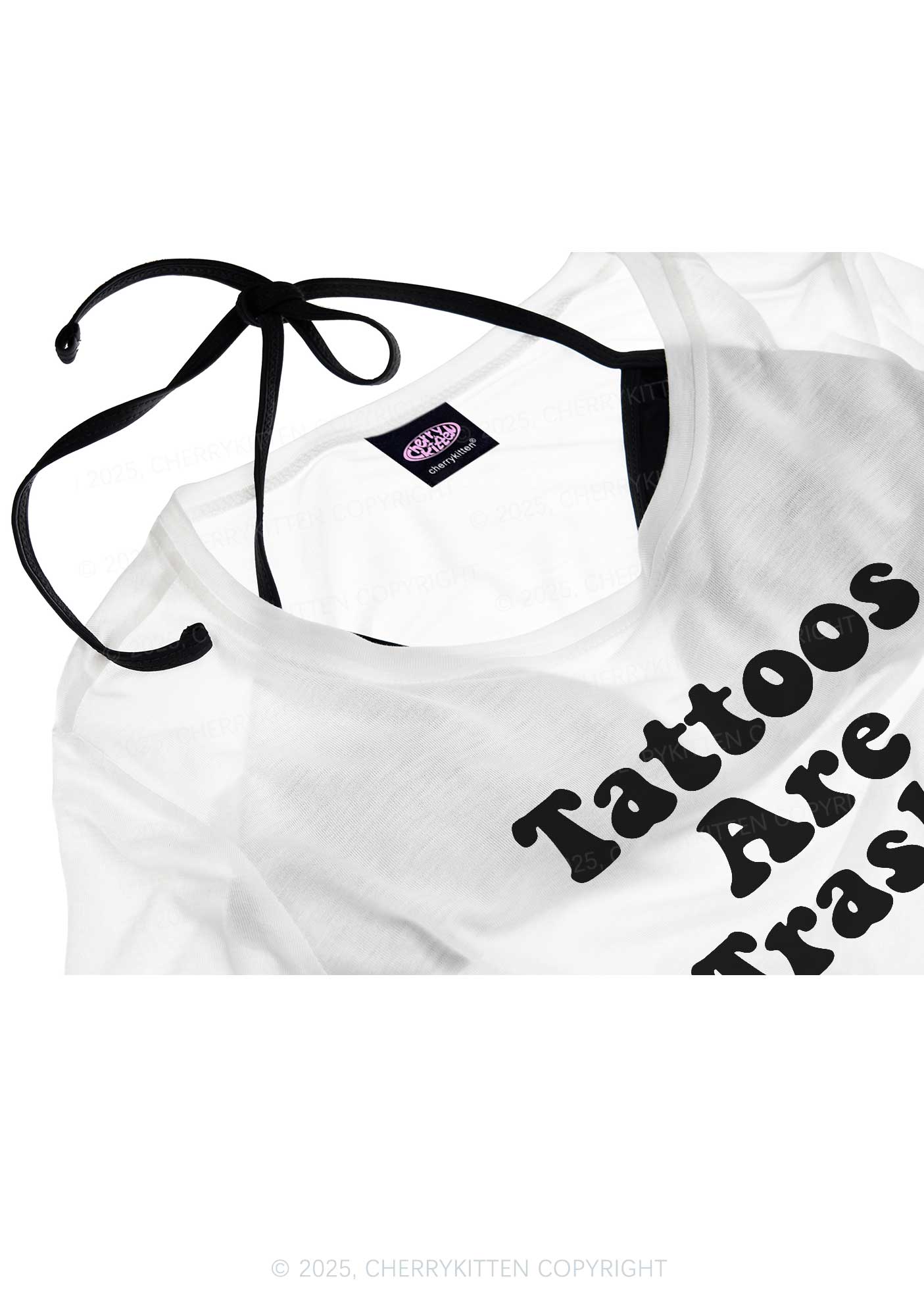 Tattoos Are Trashy Y2K Sheer Crop Tee Cherrykitten - Image 4