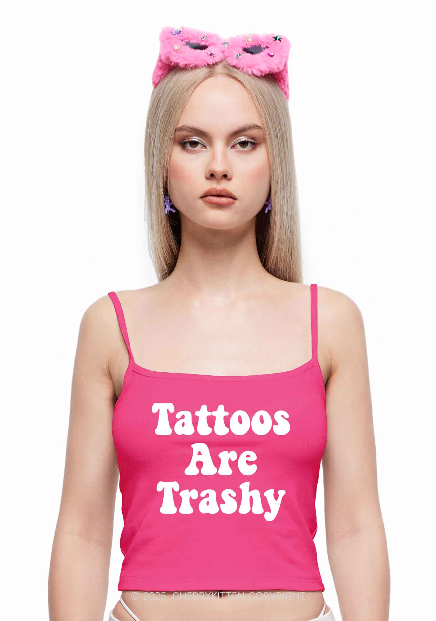 Tattoos Are Trashy Y2K Spaghetti Strap Cami Cherrykitten - Image 2