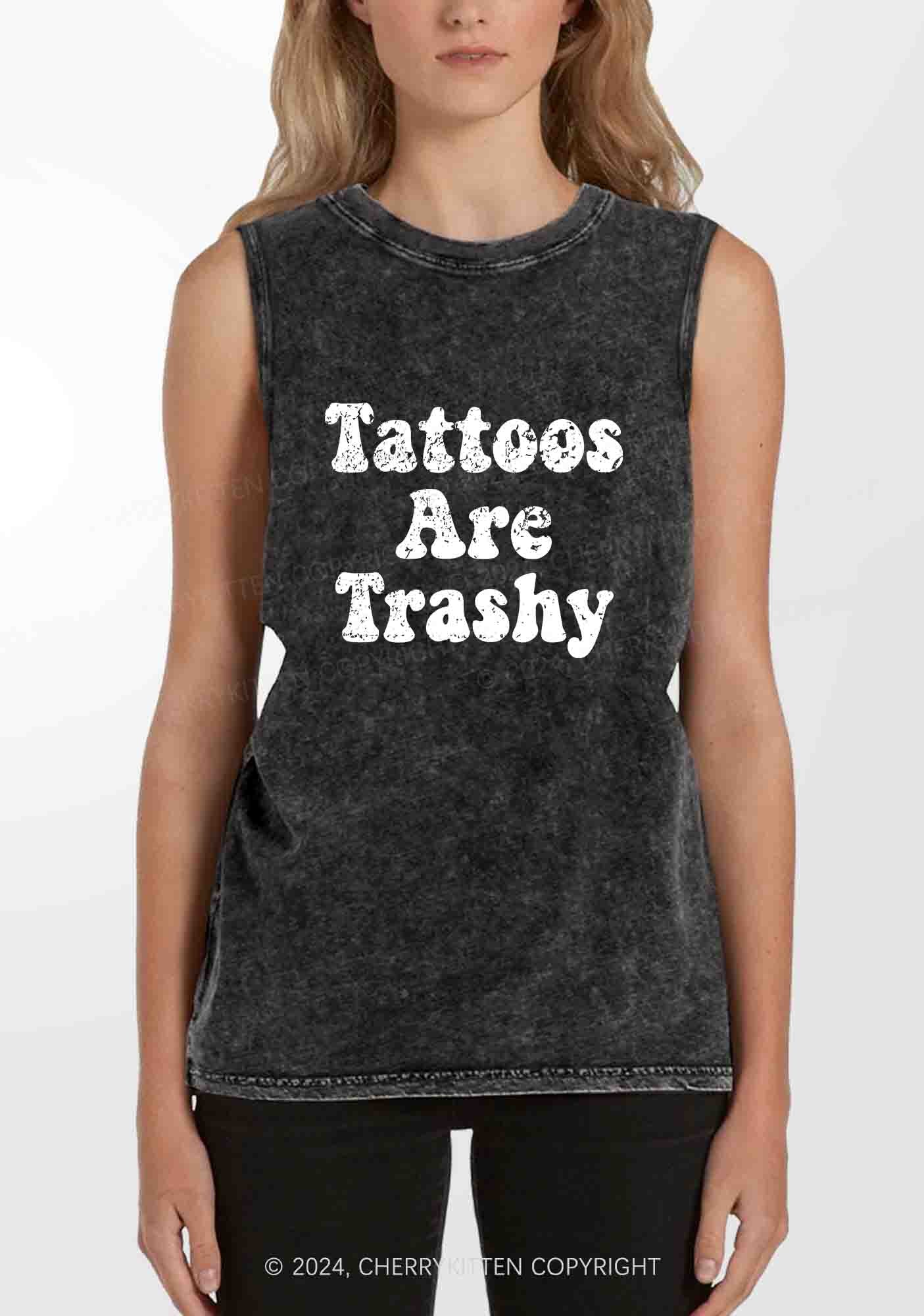 Tattoos Are Trashy Y2K Washed Tank Cherrykitten - Image 2