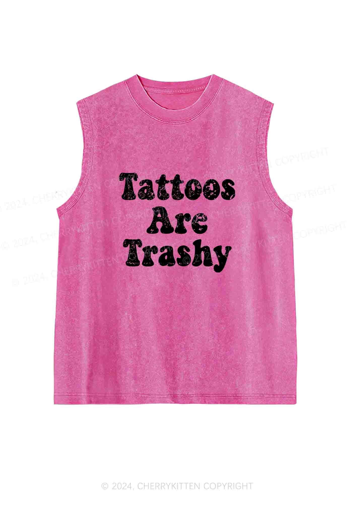 Tattoos Are Trashy Y2K Washed Tank Cherrykitten - Image 3