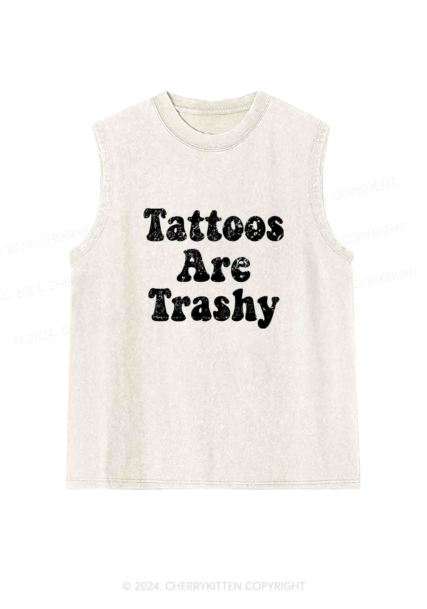 Tattoos Are Trashy Y2K Washed Tank Cherrykitten - Image 4