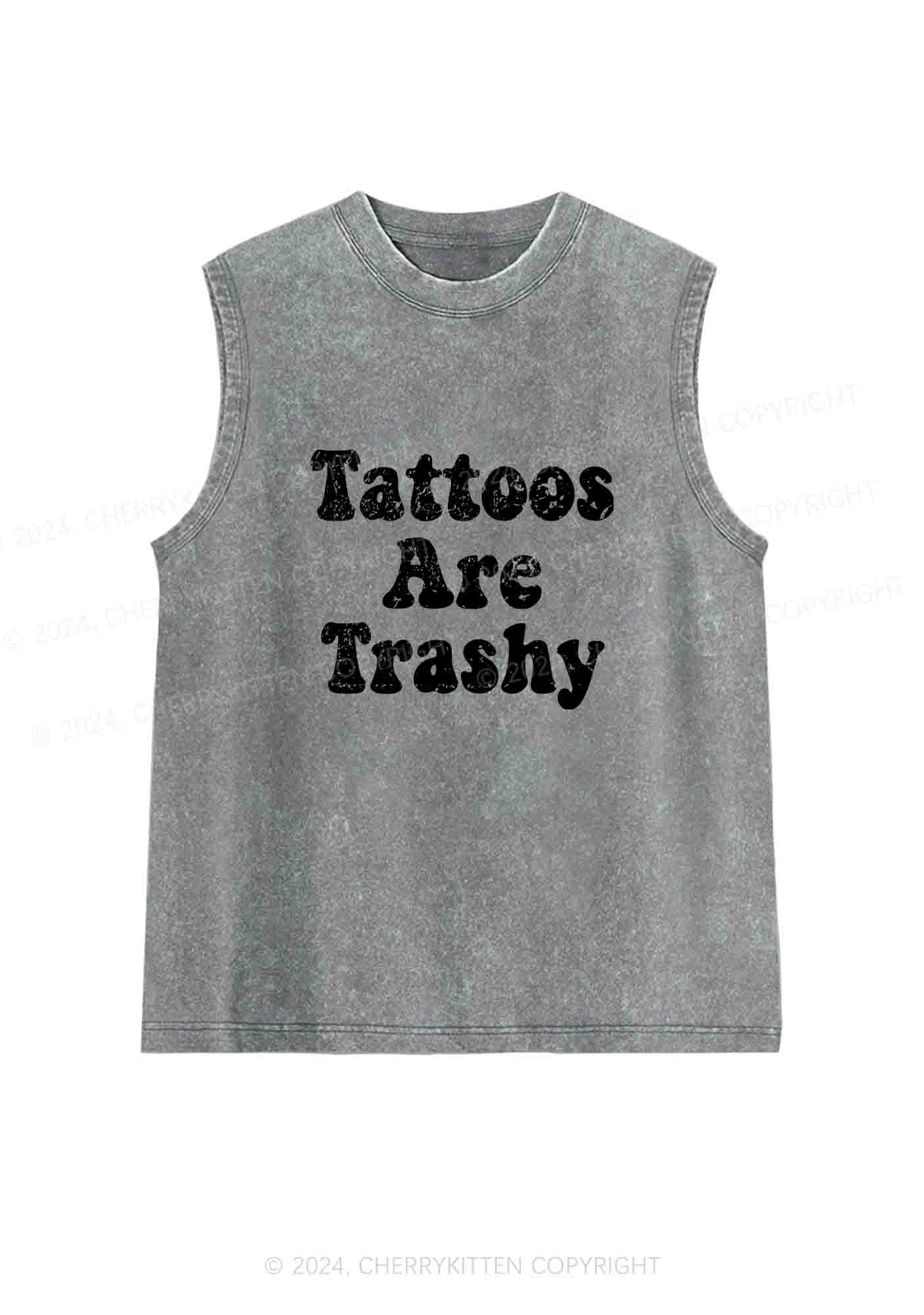 Tattoos Are Trashy Y2K Washed Tank Cherrykitten - Image 5