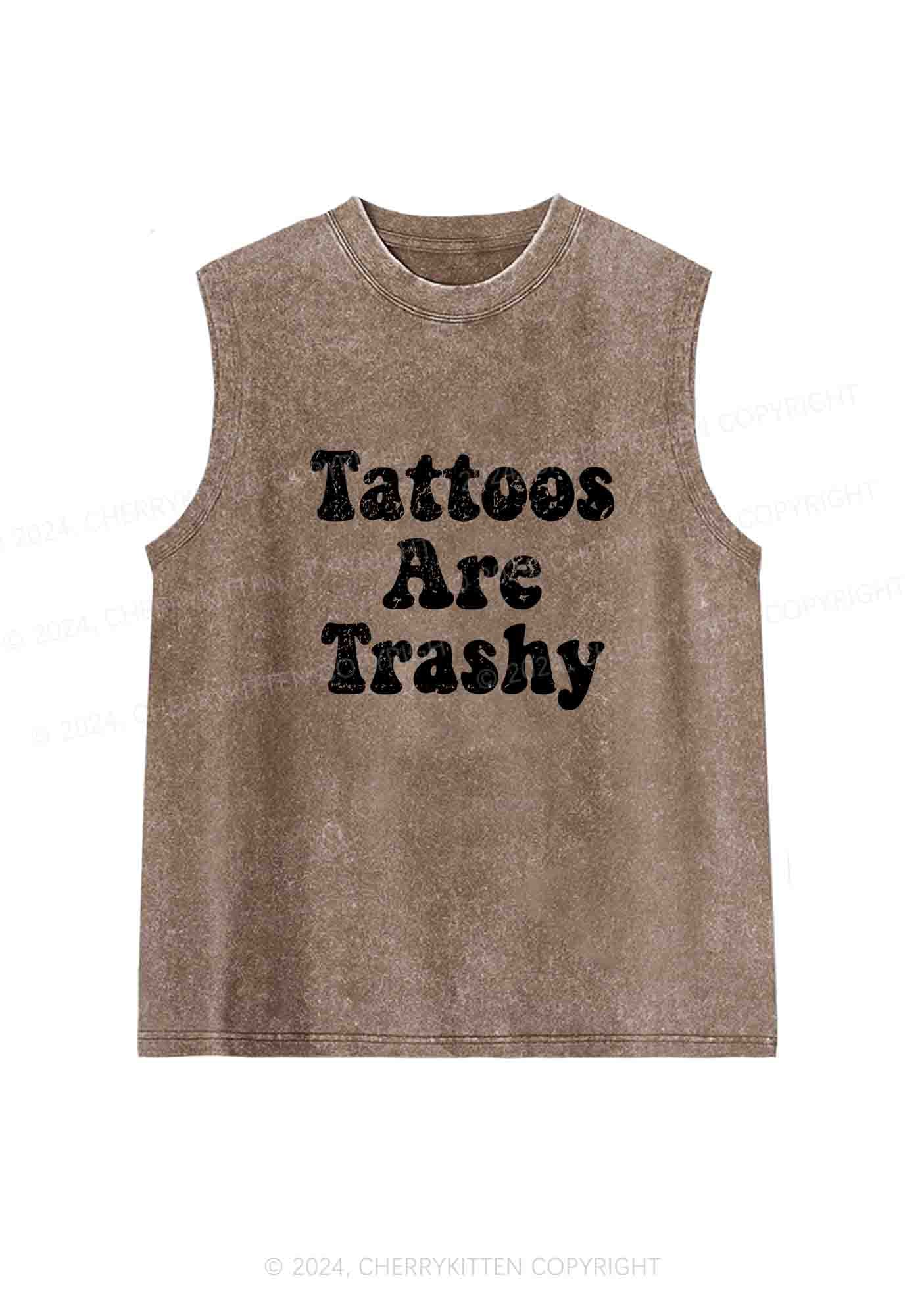 Tattoos Are Trashy Y2K Washed Tank Cherrykitten - Image 6