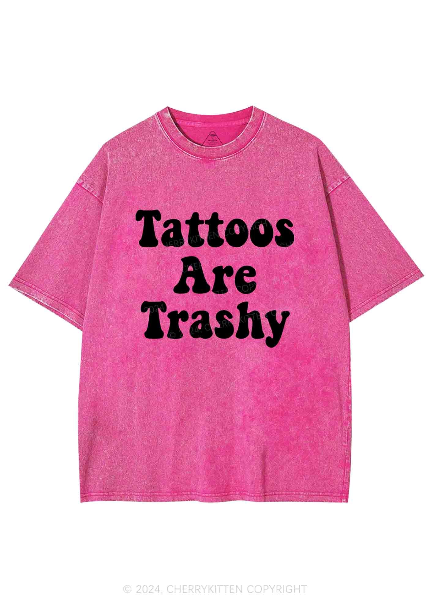 Tattoos Are Trashy Y2K Washed Tee Cherrykitten - Image 4
