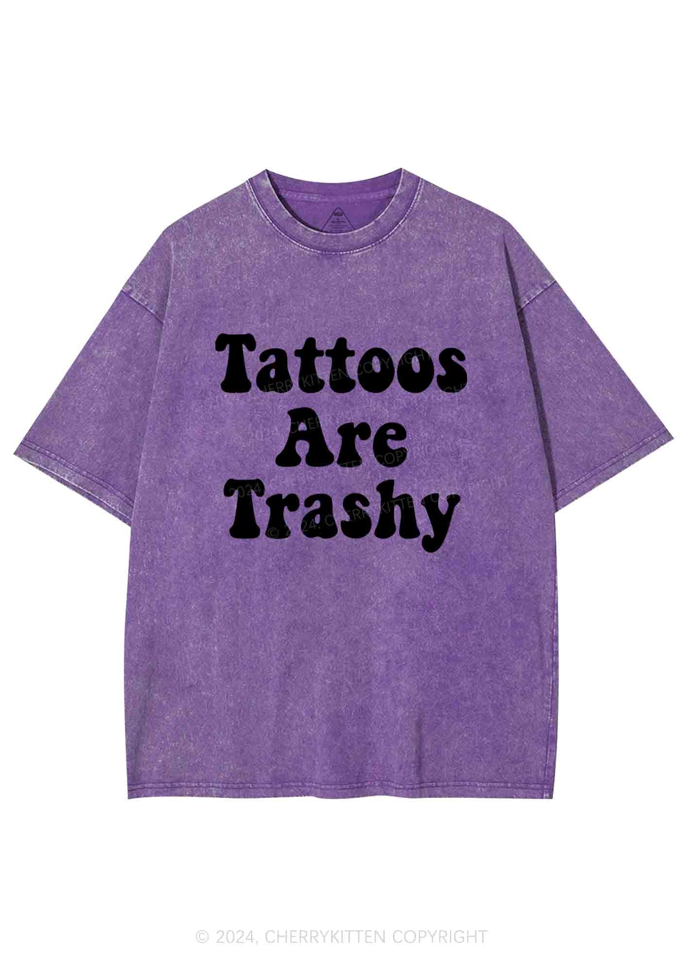 Tattoos Are Trashy Y2K Washed Tee Cherrykitten - Image 6