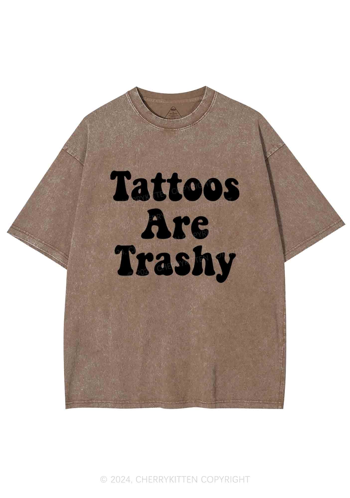 Tattoos Are Trashy Y2K Washed Tee Cherrykitten - Image 7