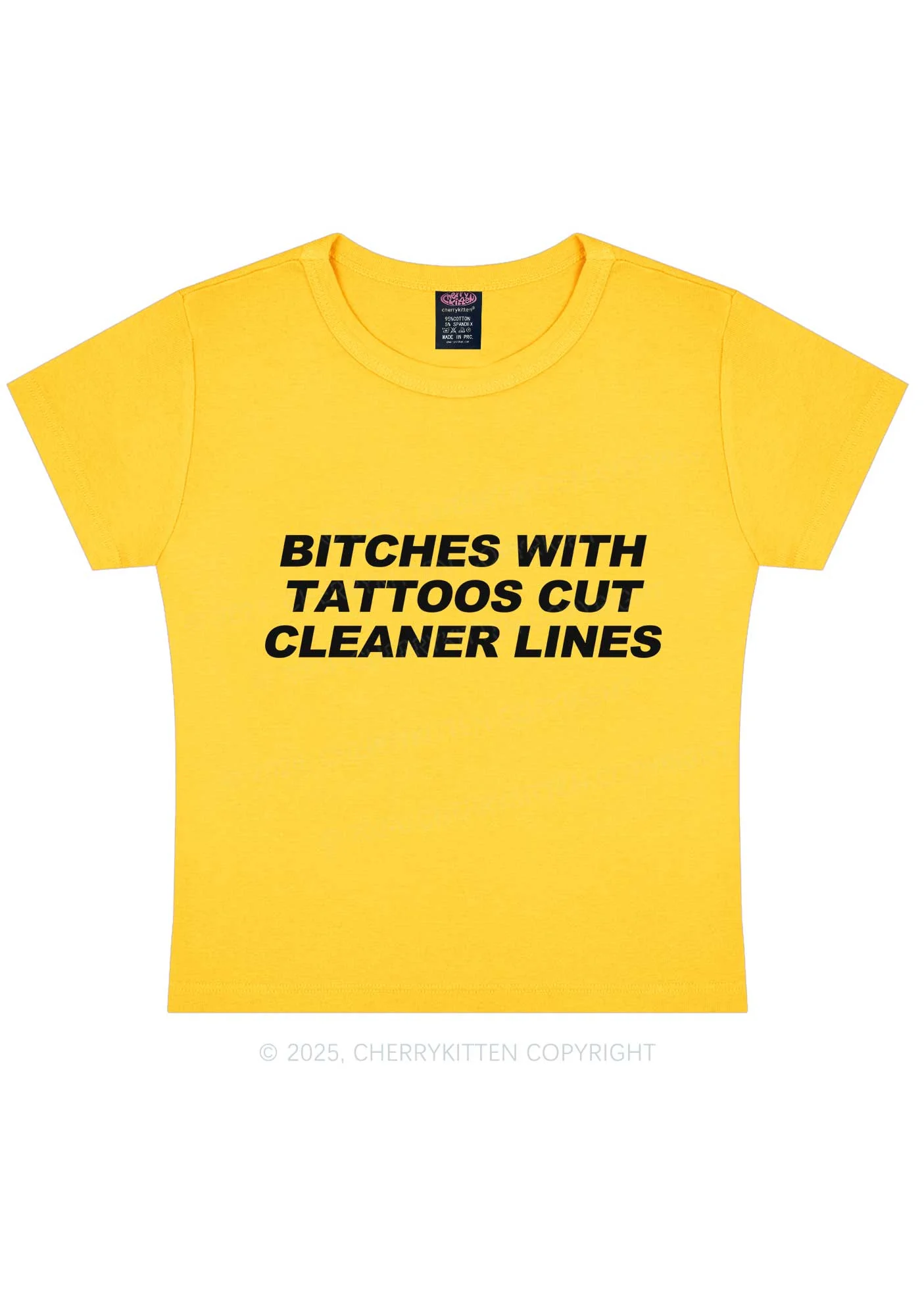 Tattoos Bitches Cut Cleaner Lines Y2K Baby Tee Cherrykitten - Image 3