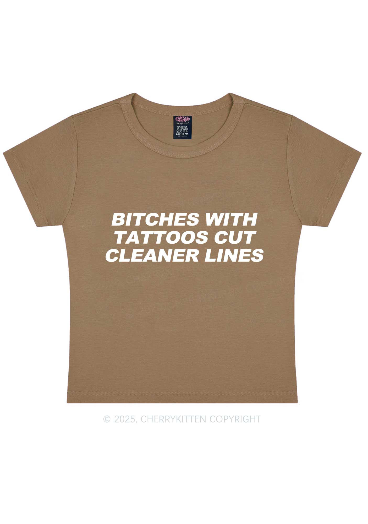 Tattoos Bitches Cut Cleaner Lines Y2K Baby Tee Cherrykitten - Image 9