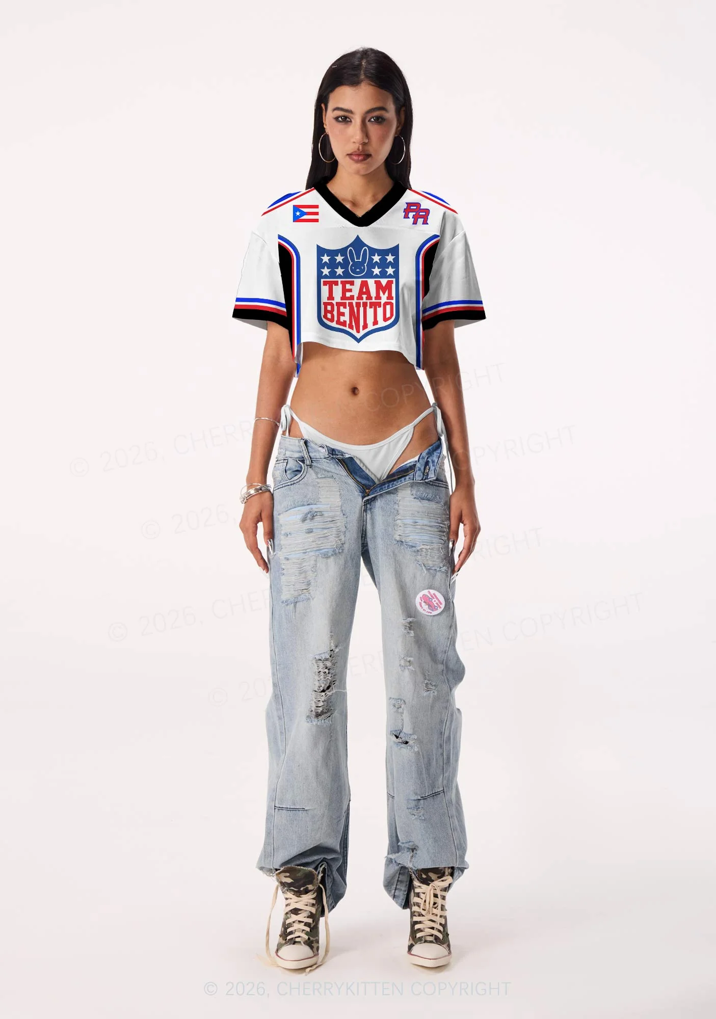 Team Bunny Y2K Crop Sport Jersey Shirts Cherrykitten - Image 2