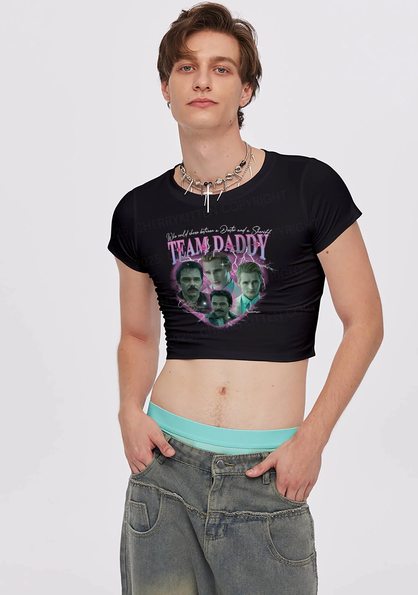 Team Daddy Y2K Baby Tee Cherrykitten - Image 2