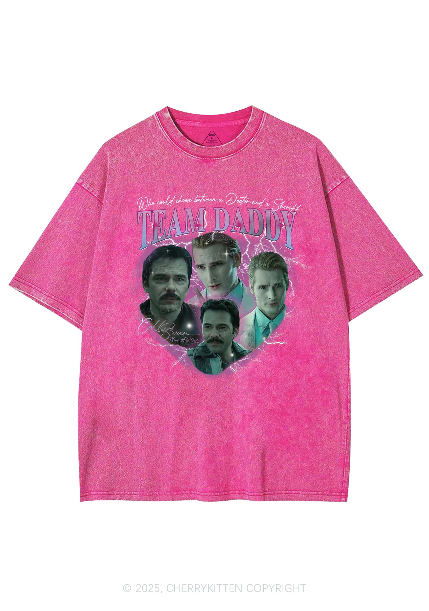 Team Daddy Y2K Shirts Washed Tee Cherrykitten - Image 3