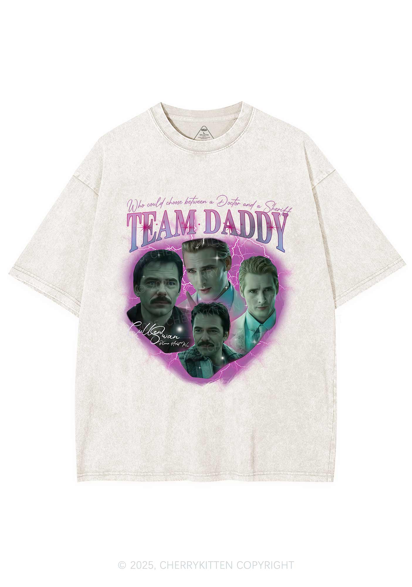Team Daddy Y2K Shirts Washed Tee Cherrykitten - Image 4