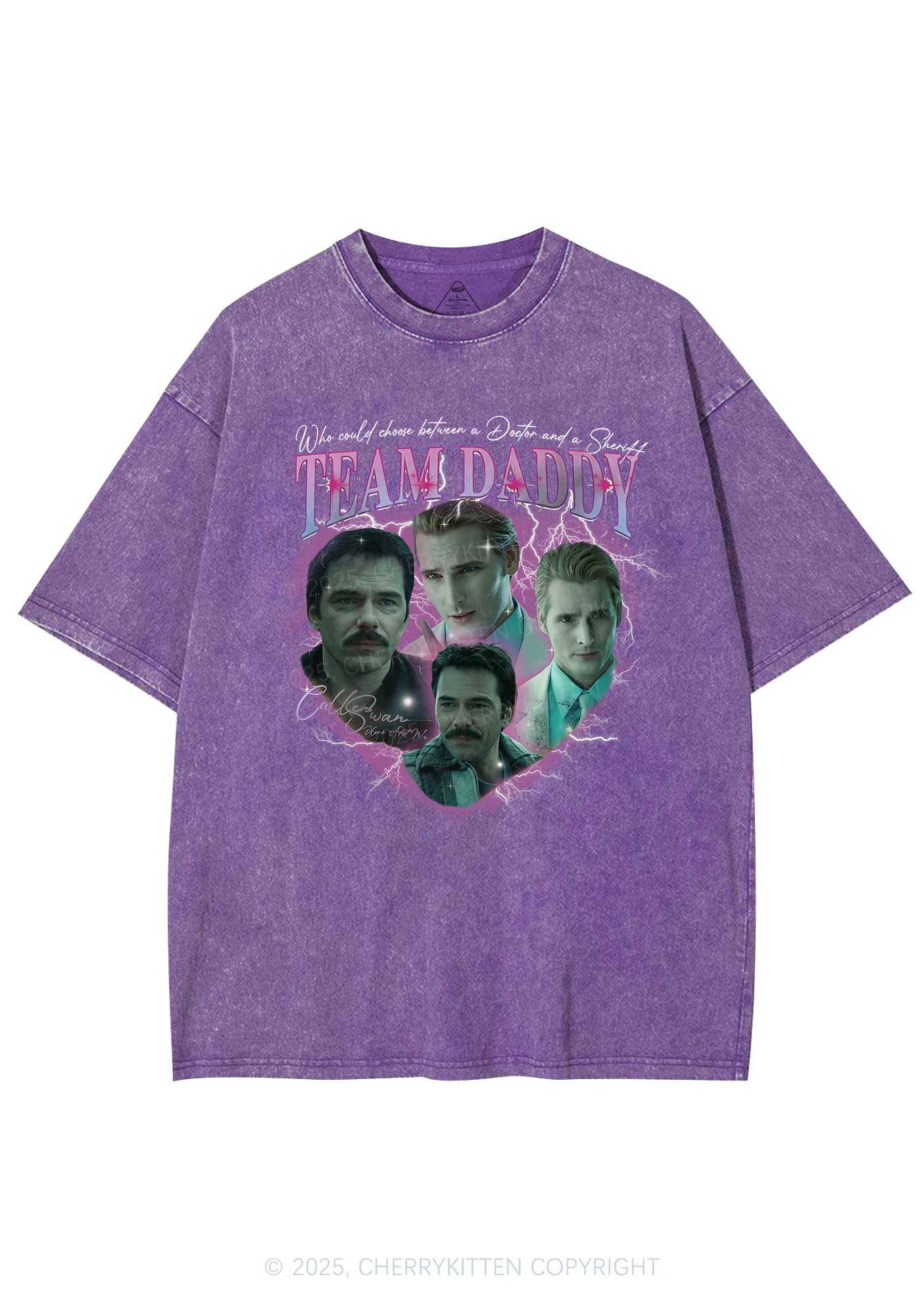 Team Daddy Y2K Shirts Washed Tee Cherrykitten - Image 5