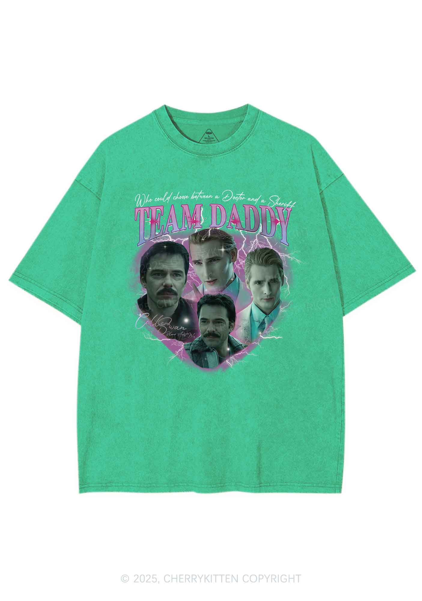 Team Daddy Y2K Shirts Washed Tee Cherrykitten - Image 6