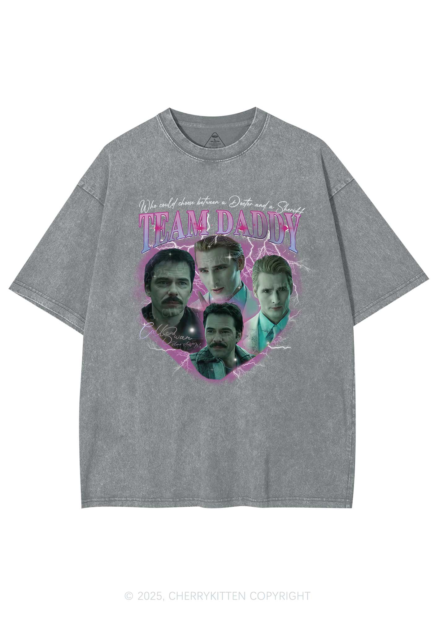 Team Daddy Y2K Shirts Washed Tee Cherrykitten - Image 7