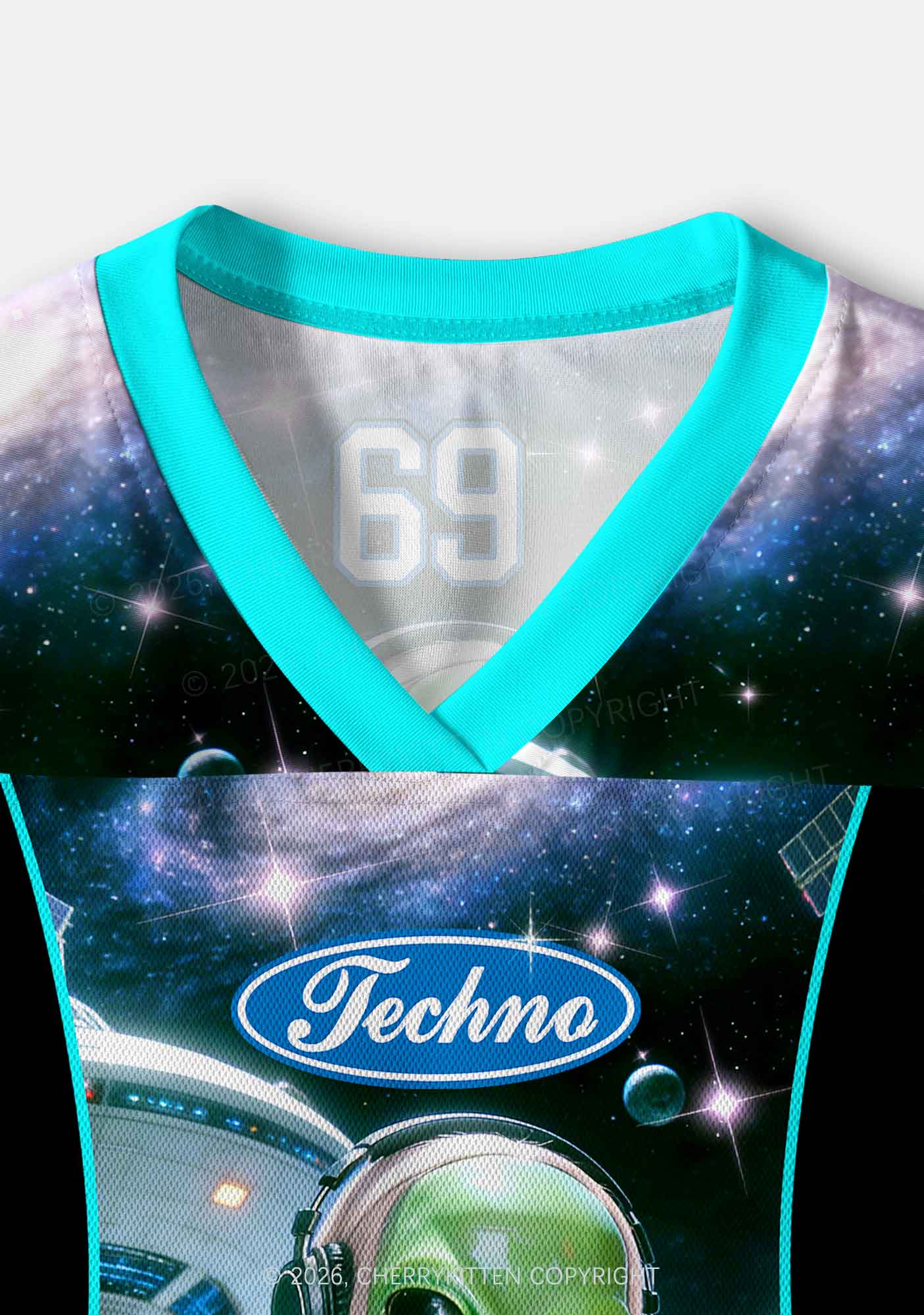 Techno Alien DJ Y2K Crop Sport Jersey Shirts Cherrykitten - Image 6