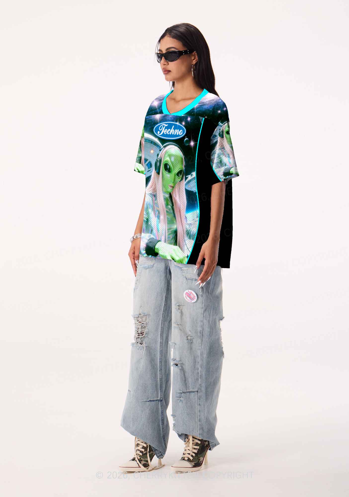 Techno Alien DJ Y2K Sport Jersey Shirts Cherrykitten - Image 2