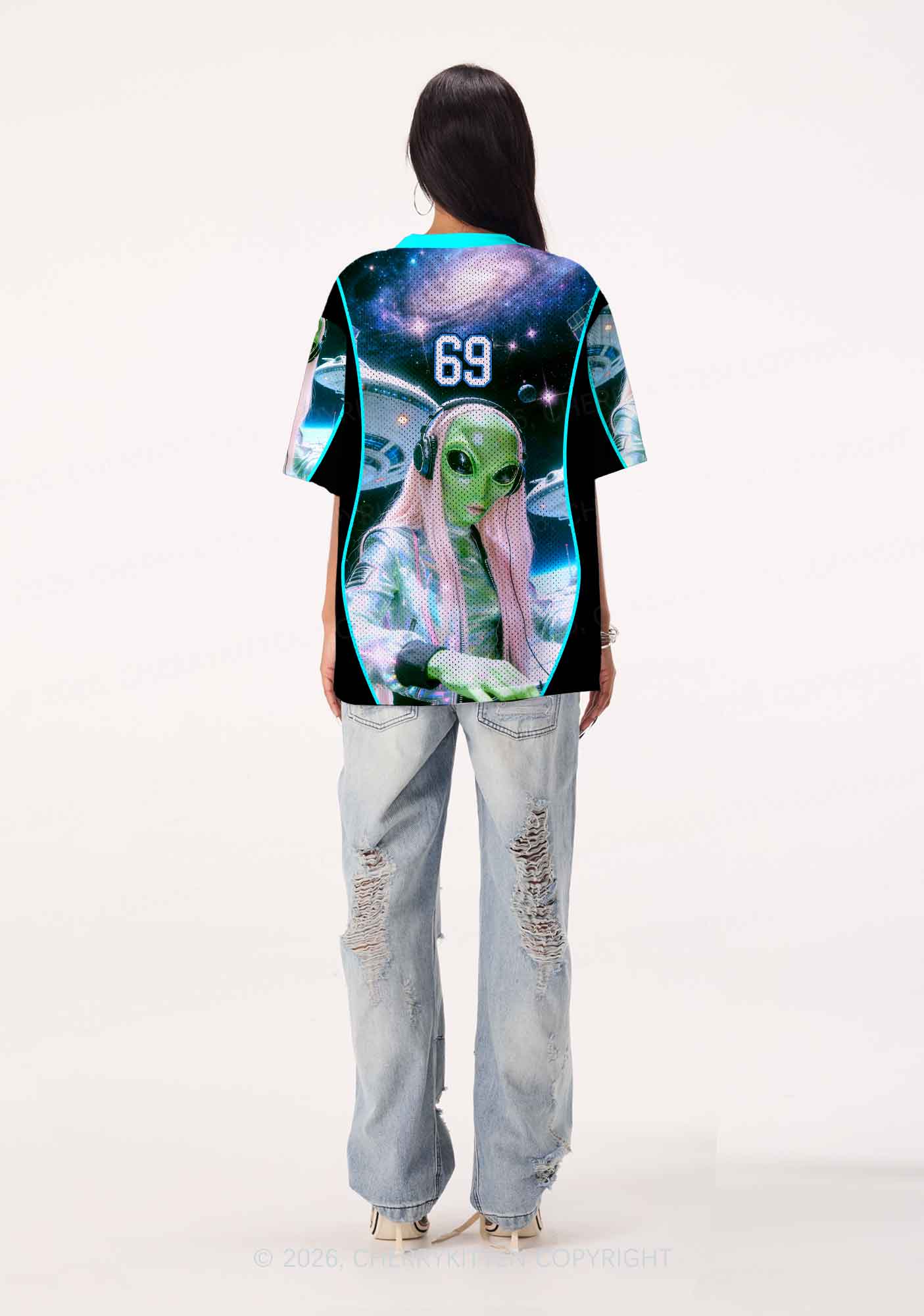 Techno Alien DJ Y2K Sport Jersey Shirts Cherrykitten - Image 3